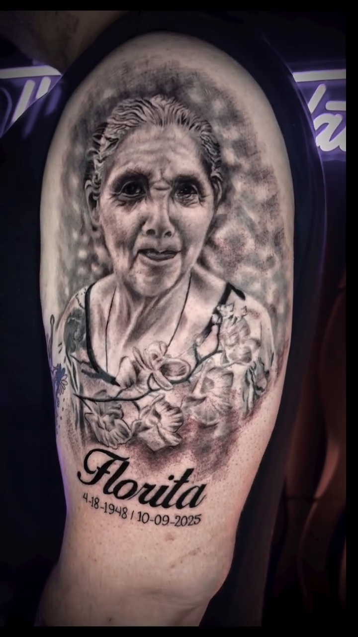 Portrait of a woman realism tattoo by Charlie Soto