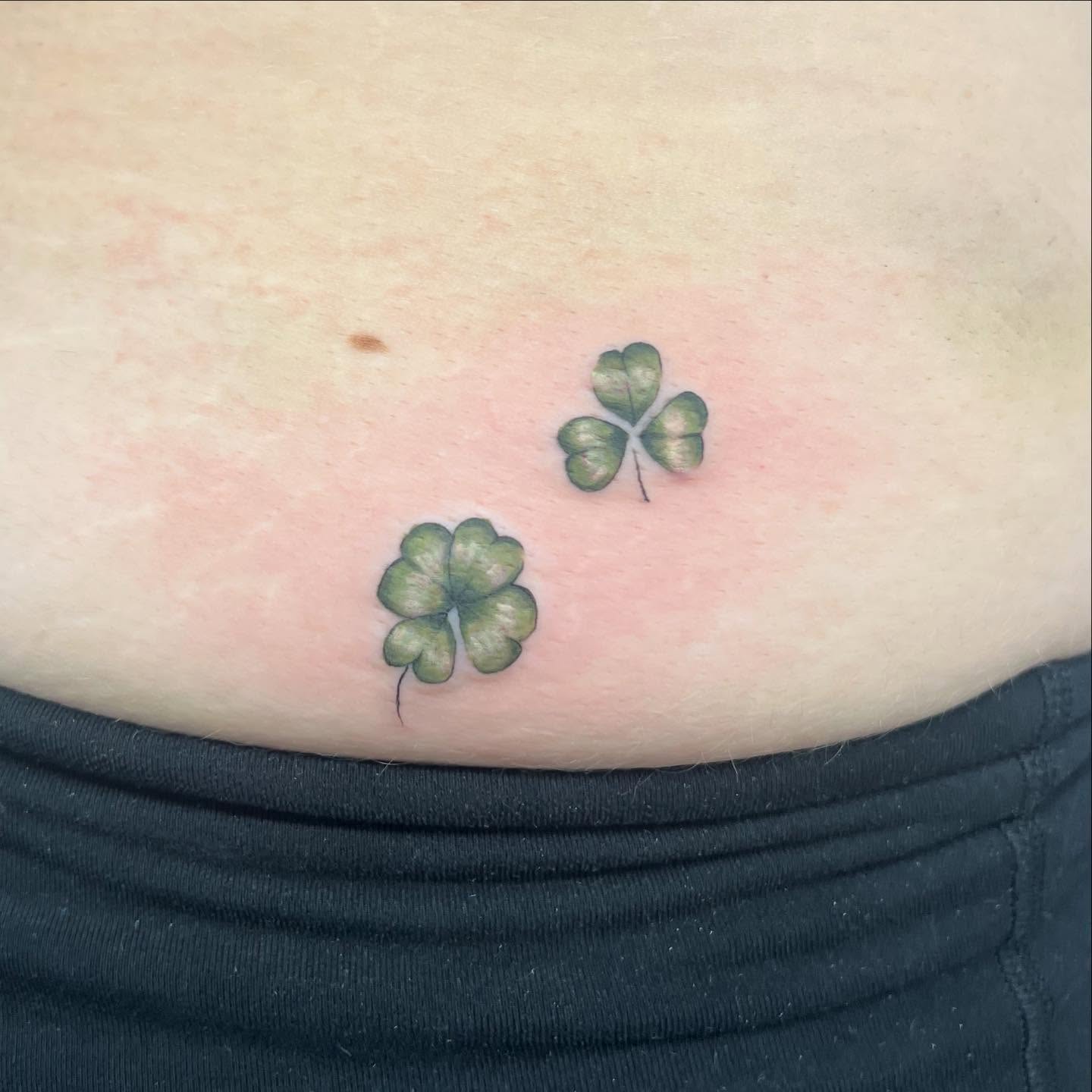 Clover dotwork tattoo on the torso by 🍄‍🟫🍄Moth🍄🍄‍🟫