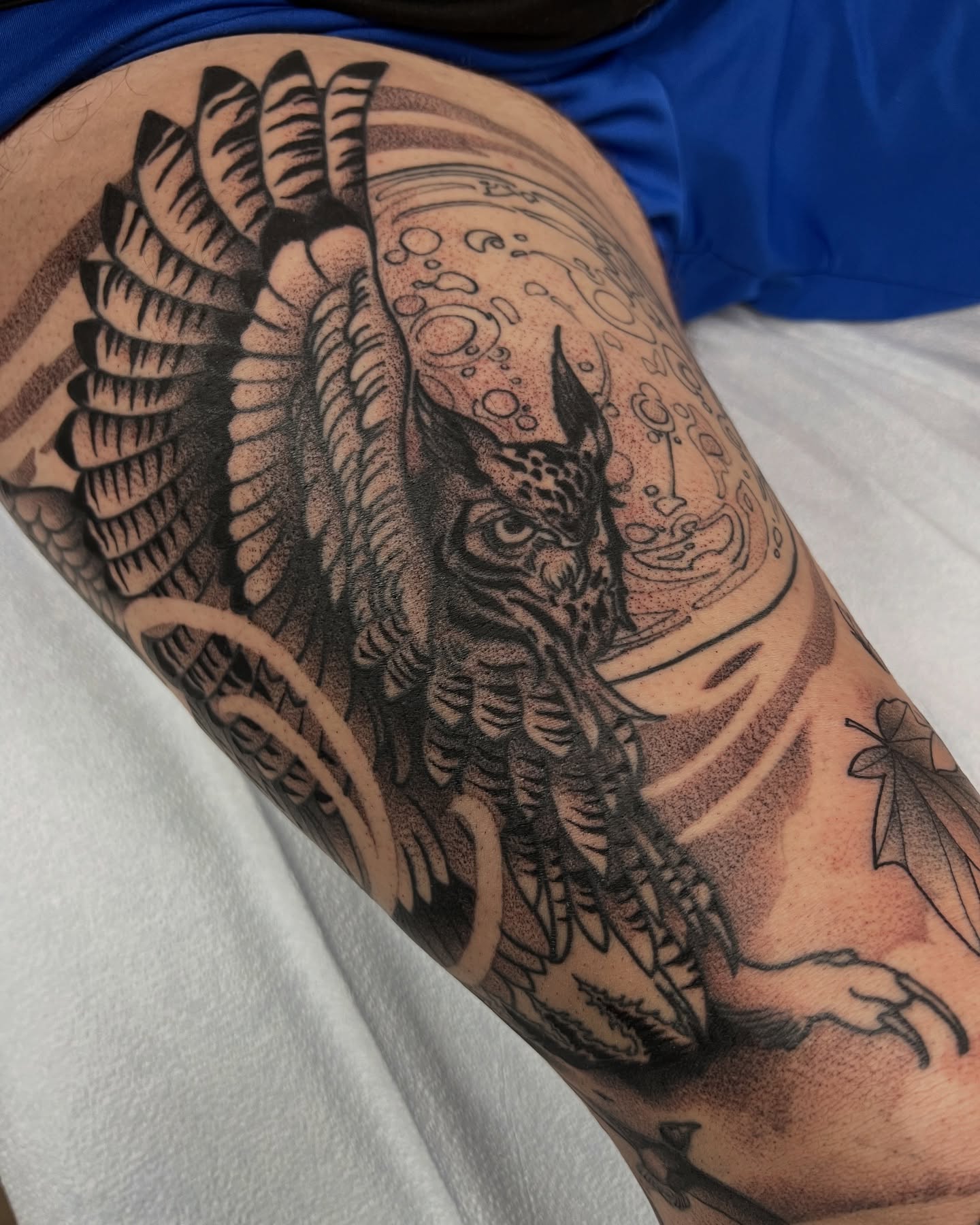 Winged dragon dotwork tattoo on the forearm by Nathan Garcia