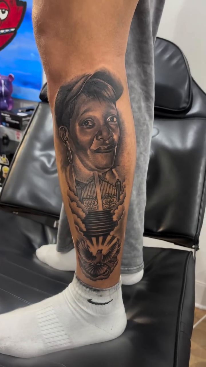 Tattoo by @teeski_ink — realism, black_and_grey