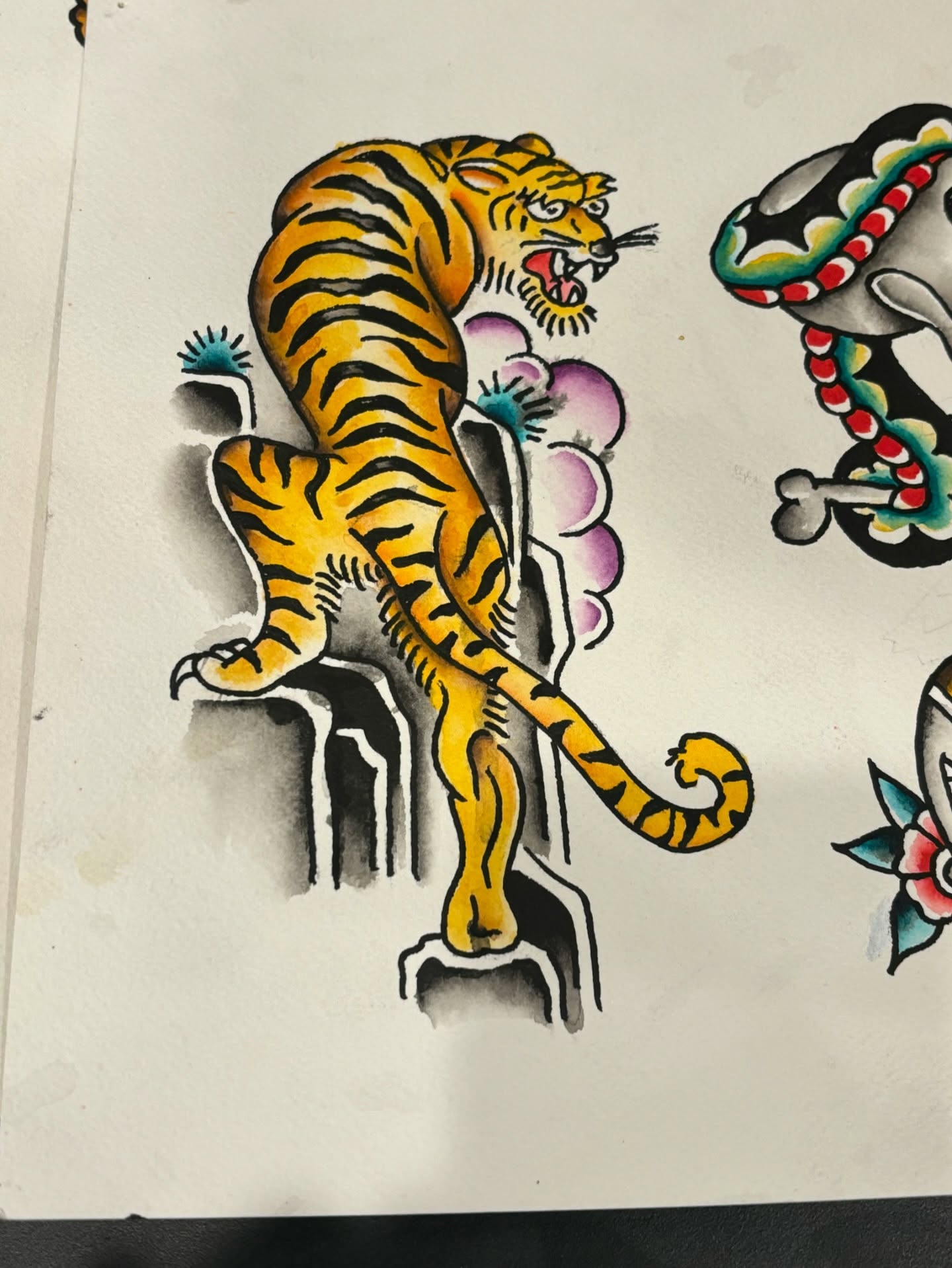 Tiger American traditional tattoo by Francis Cassidy