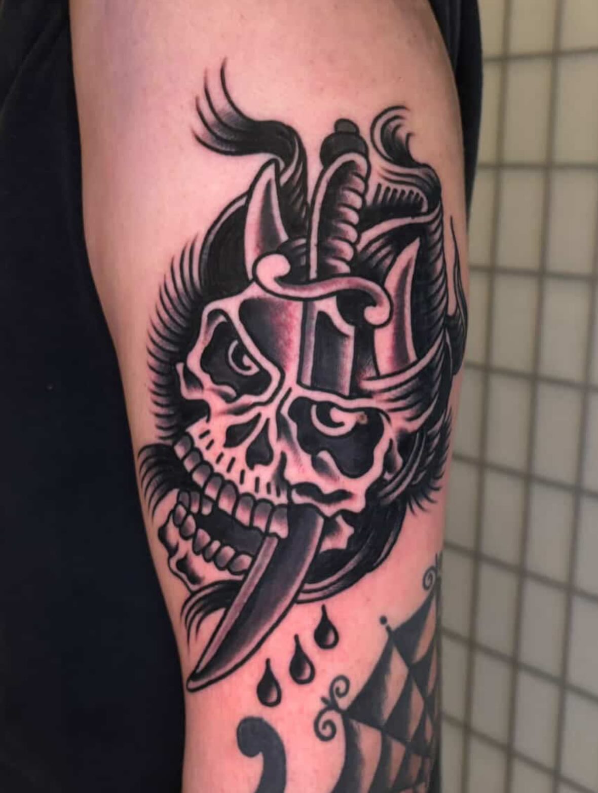 Tattoo by @isantotattoo — black_and_grey, dark_realism