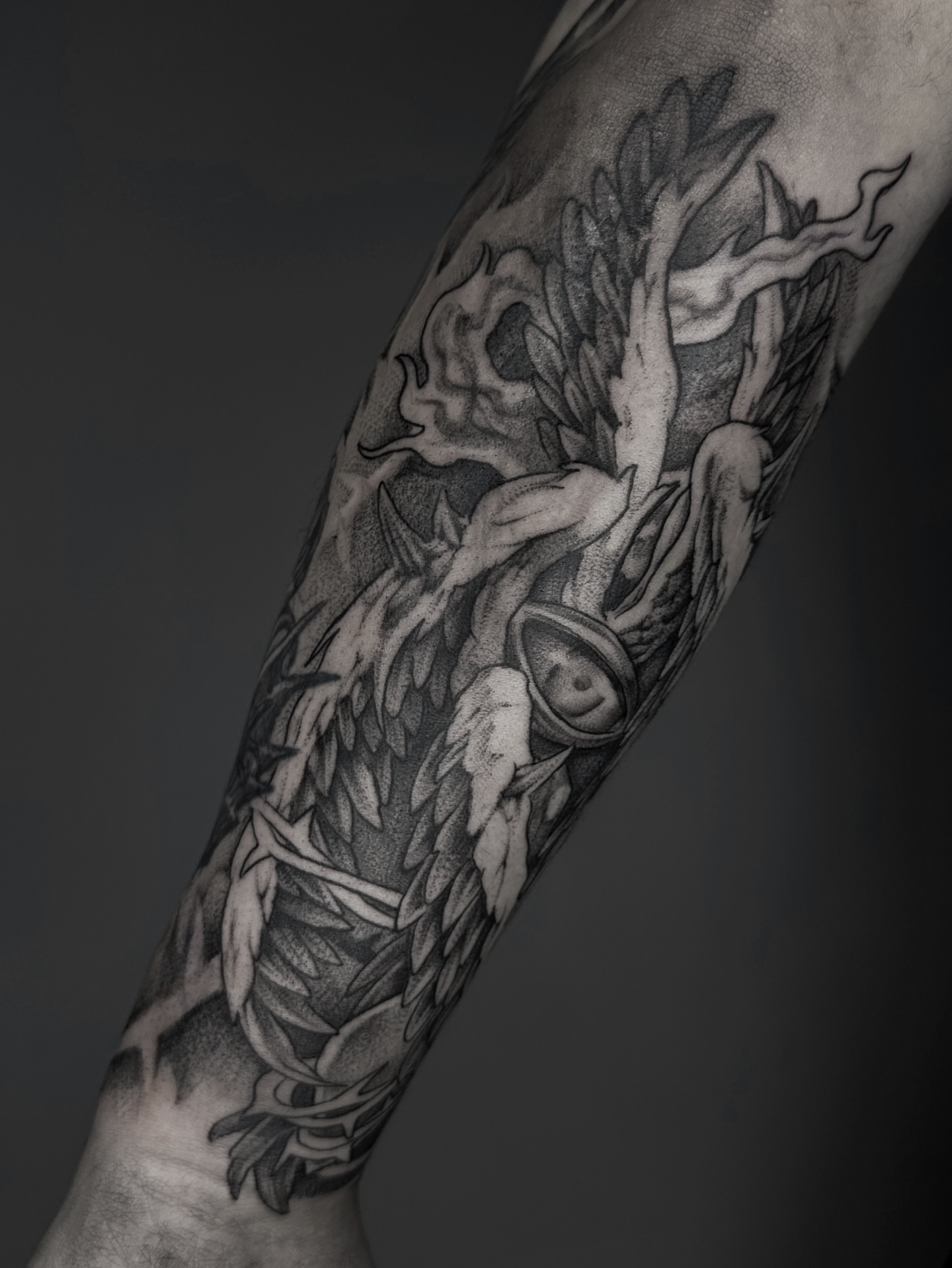 Tattoo by @panyvinoo — dotwork, black_and_grey