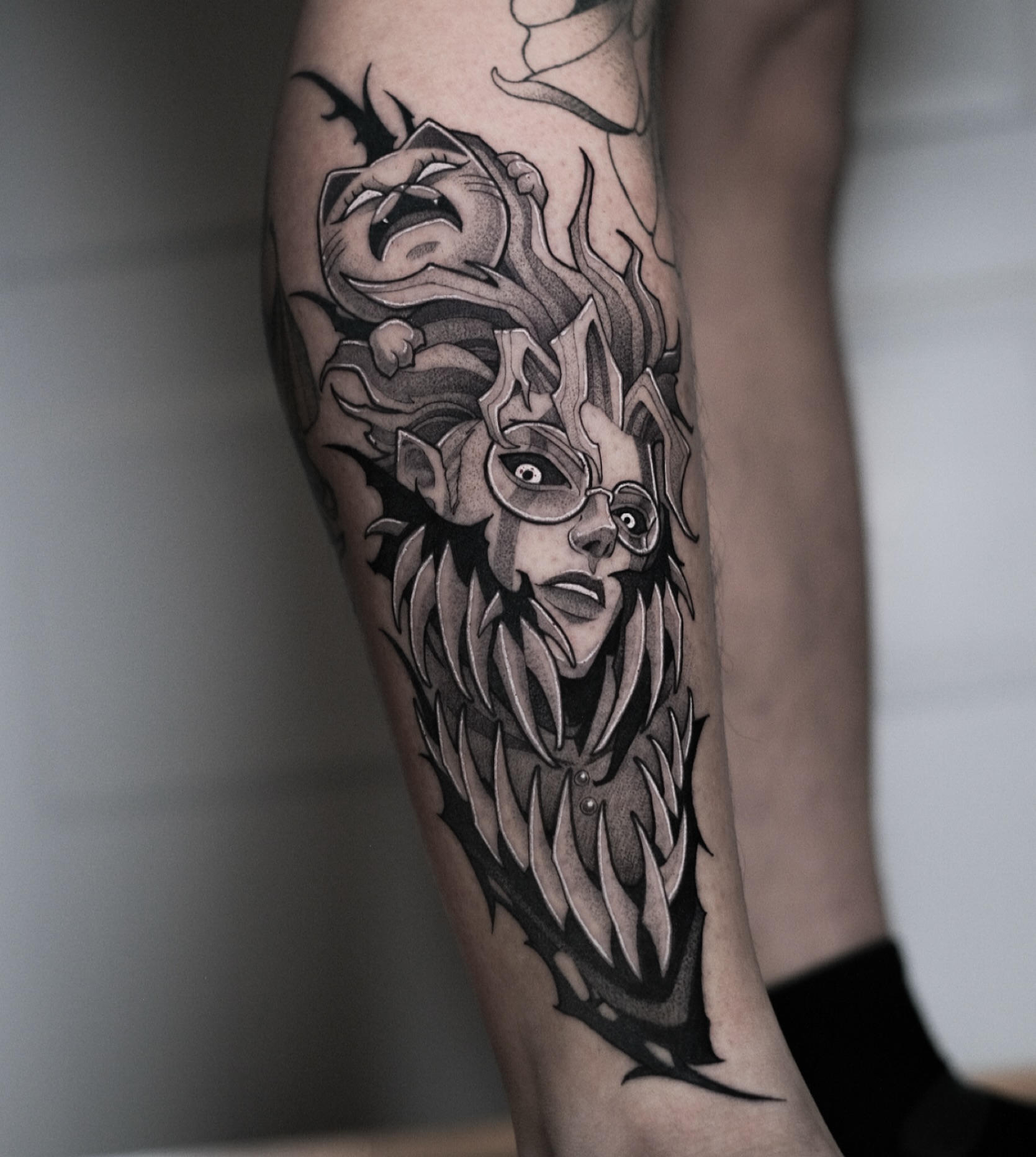Tattoo by @lina.lcfr — black_and_grey, dark_realism