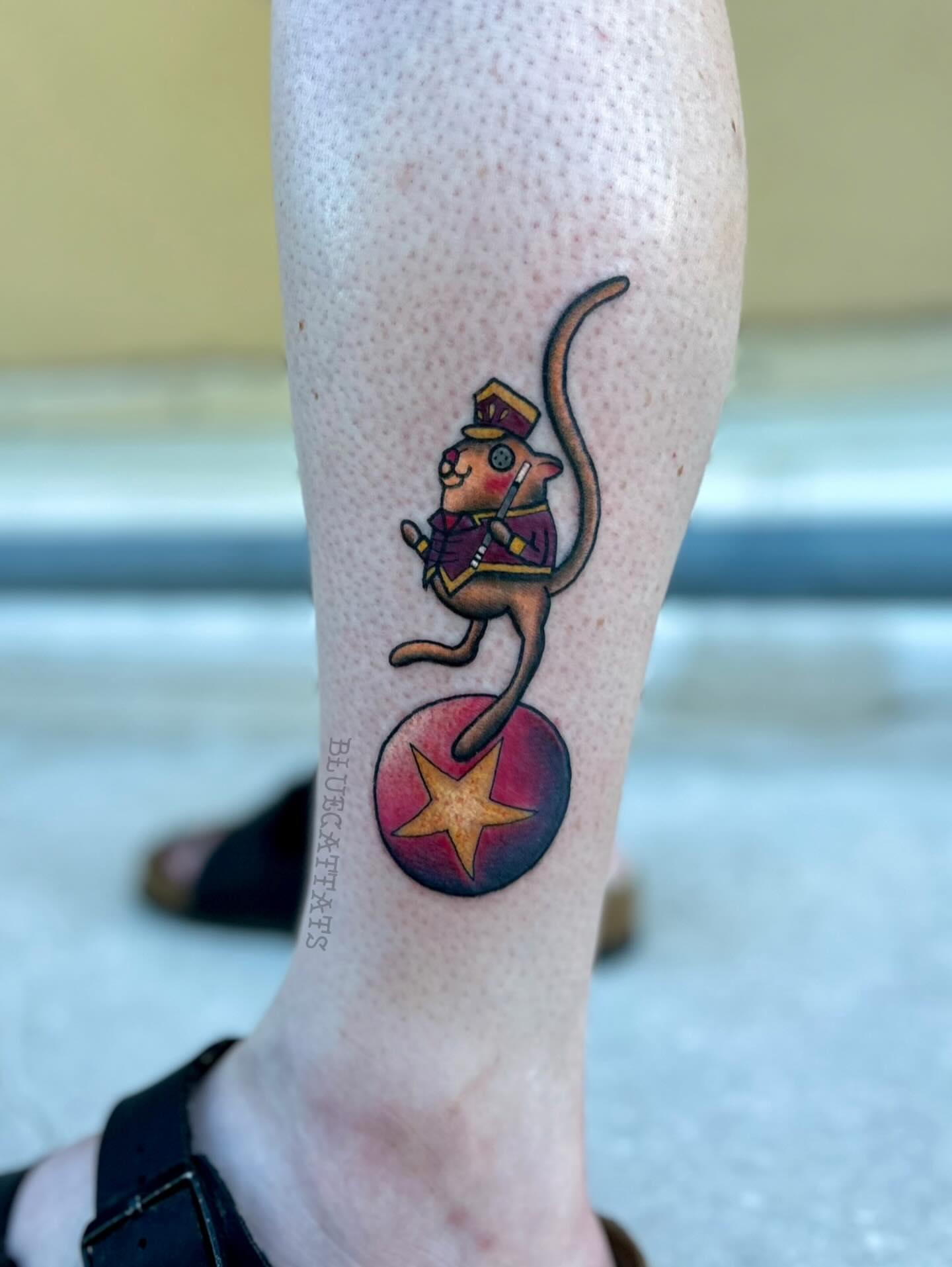 Mouse conductor American traditional tattoo on the forearm by ๐ Michelle ๐