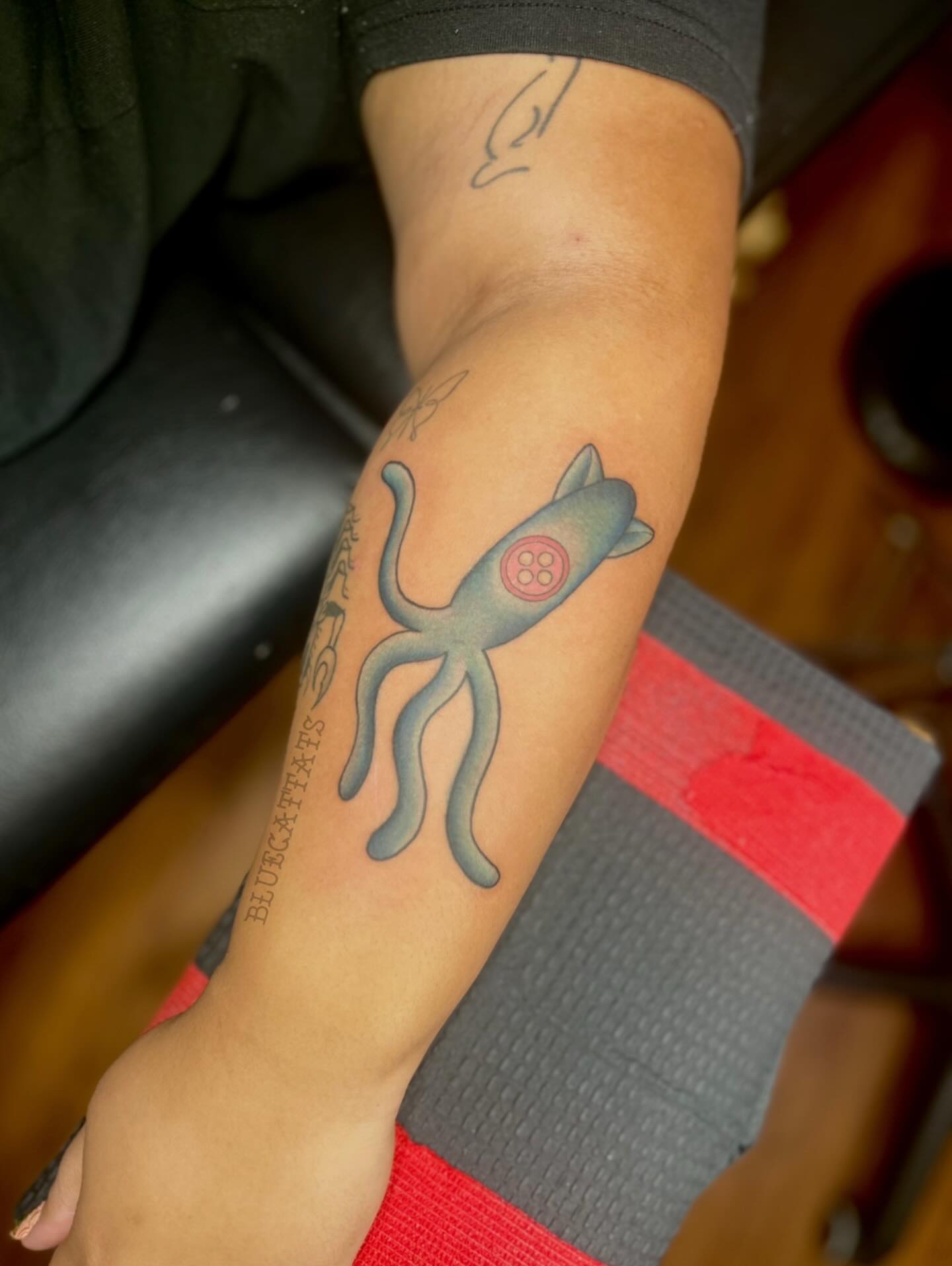Squid dotwork tattoo on the forearm by ๐ Michelle ๐