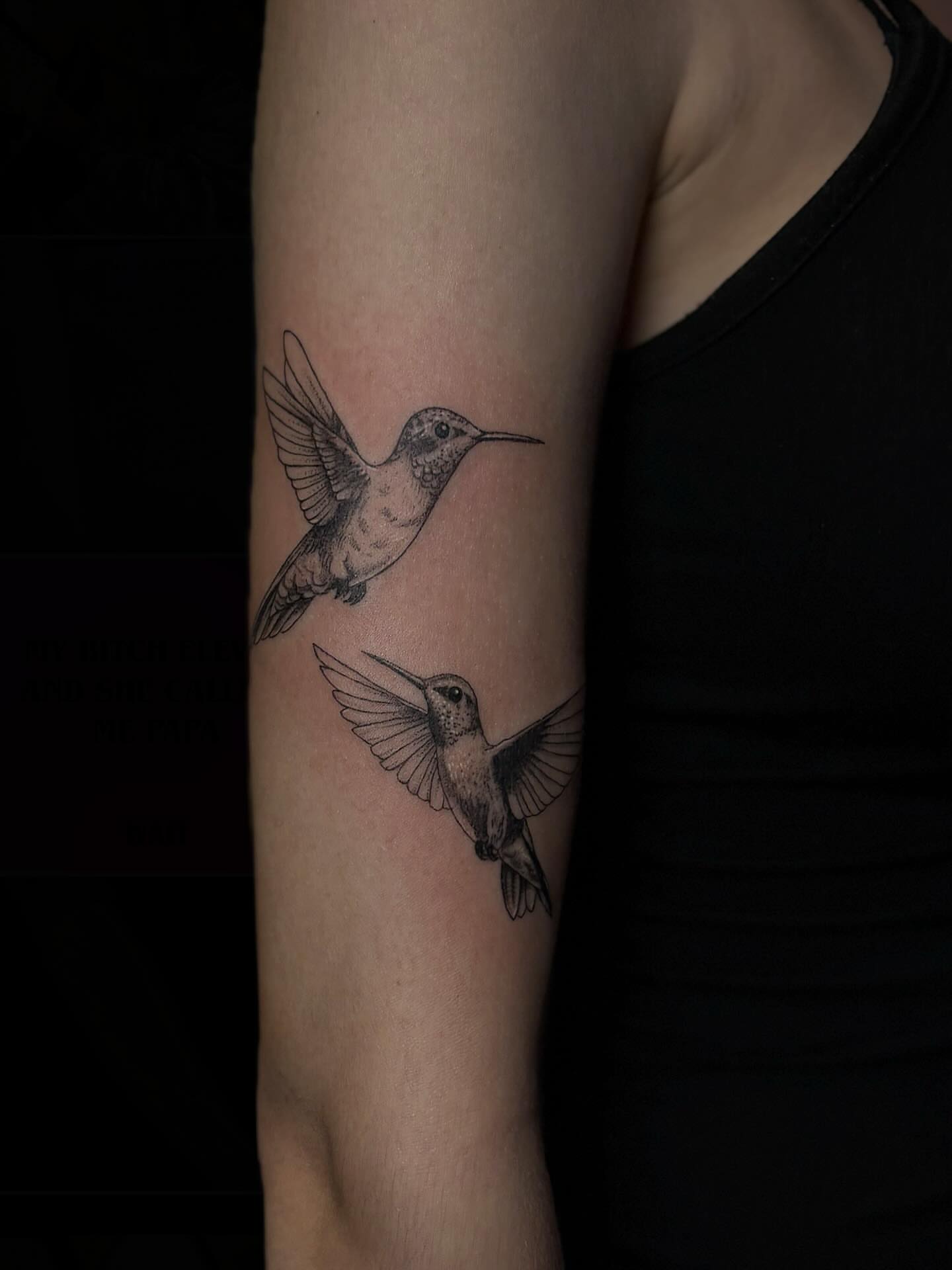 Hummingbirds realism tattoo on the forearm by 🖤Sabrina Ryan🖤