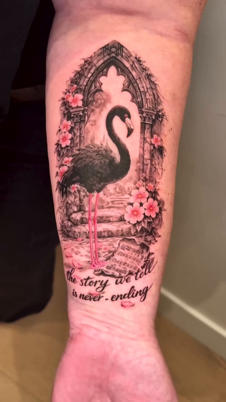 Tattoo by @oxana_ink — black_and_grey, lettering_script