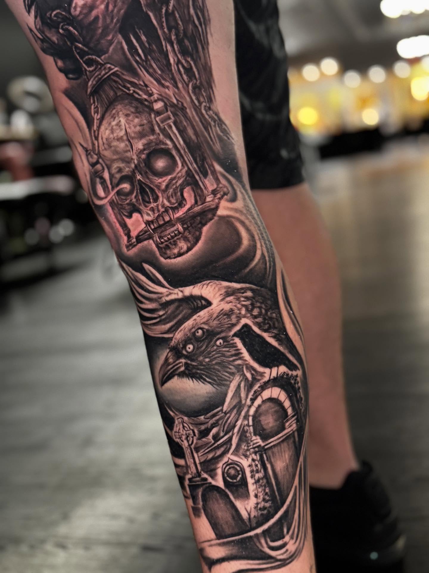Tattoo by @shawnskaletattoos — black_and_grey, realism