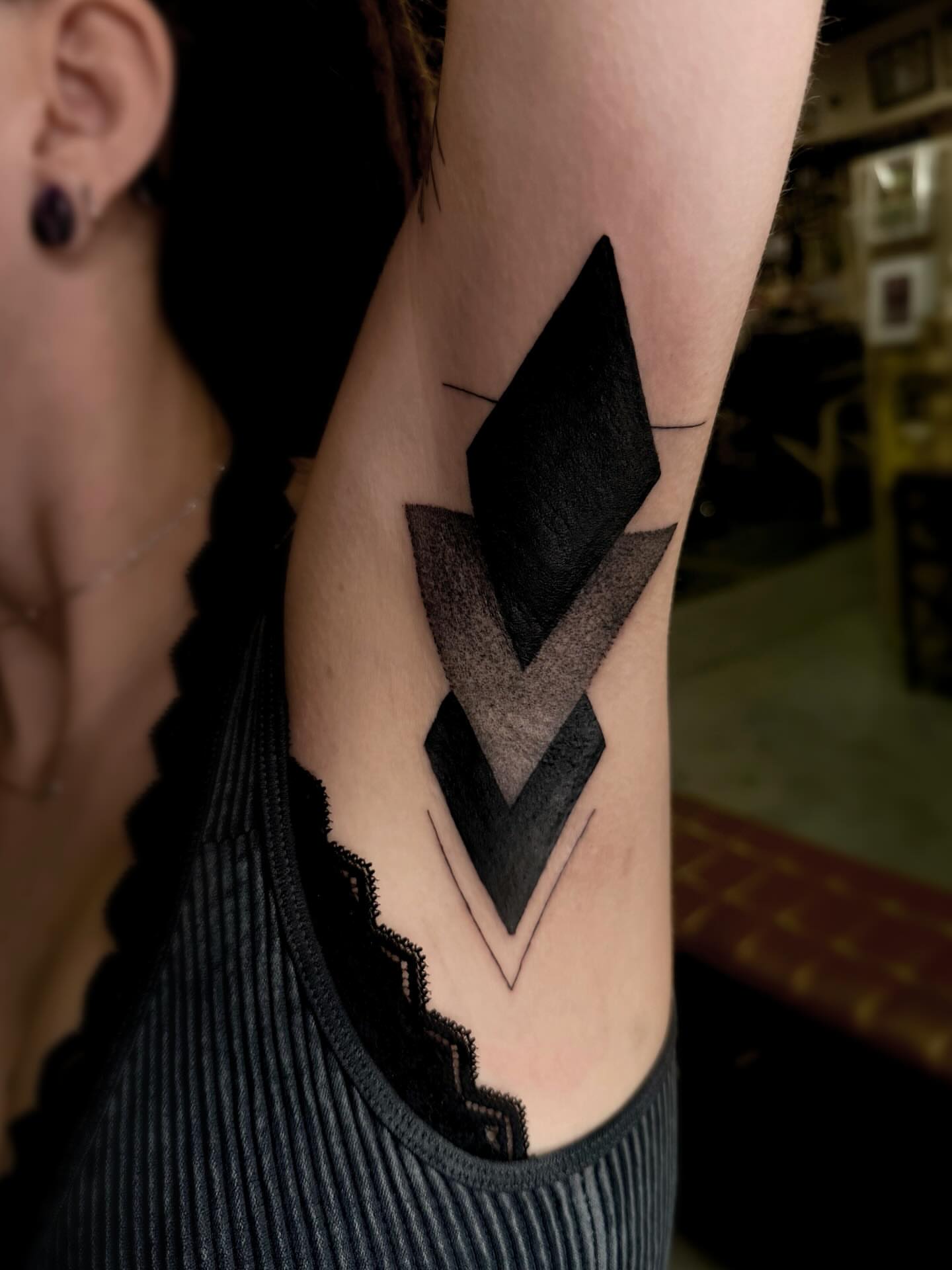Geometric pattern geometric tattoo on the forearm by Hades cabrera, Richmond, Virginia