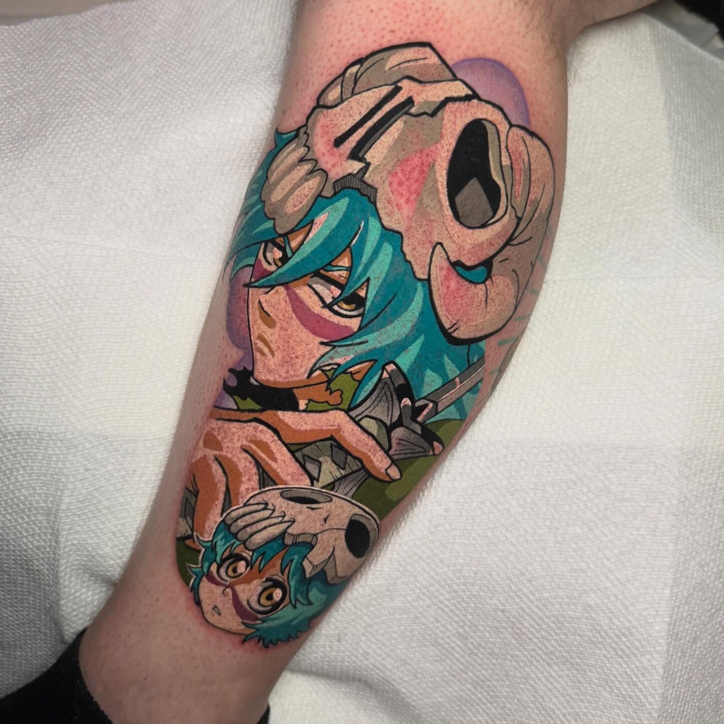 Anime character anime tattoo on the forearm by zackery simpson