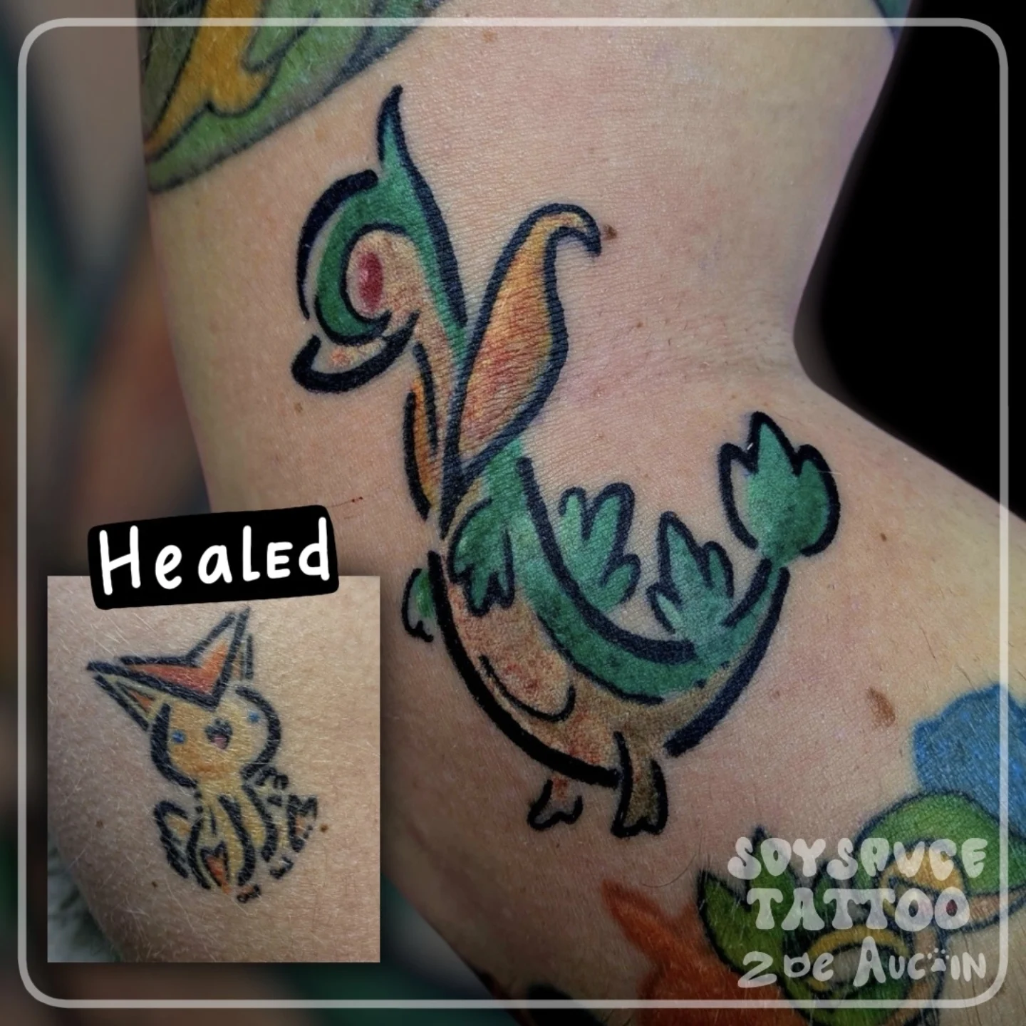 Chameleon new school tattoo on the forearm by Zoe Aucoin