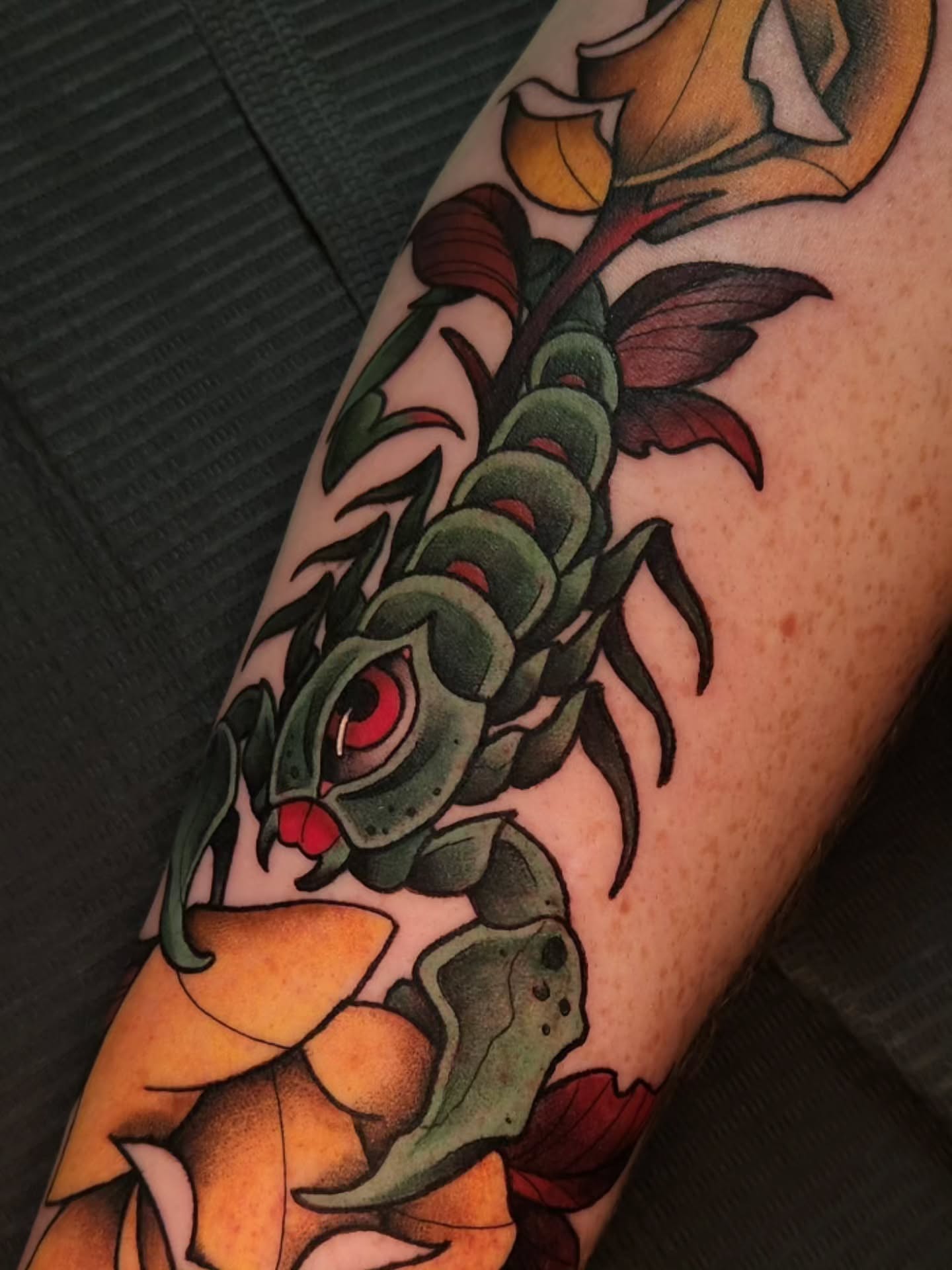 Serpent American traditional tattoo on the forearm by Gavvo
