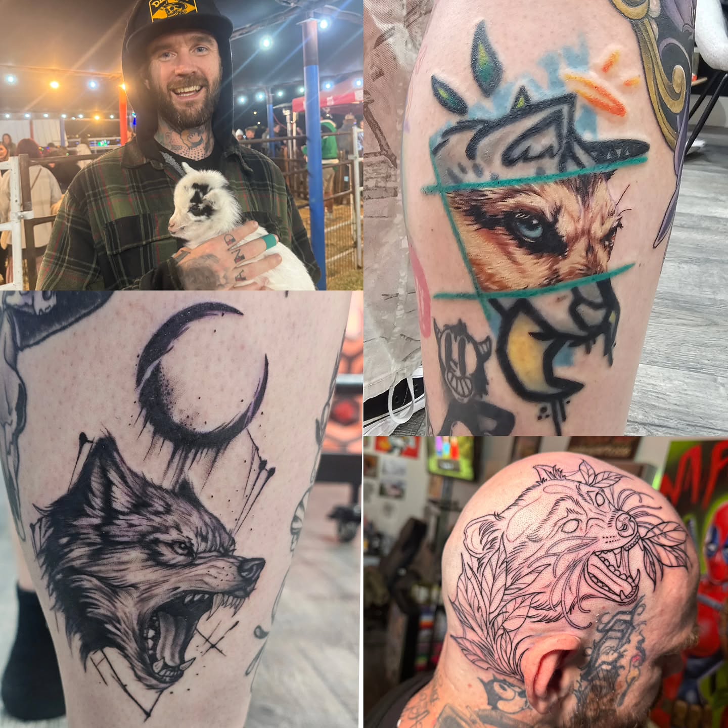 Cat wearing hat American traditional tattoo on the thigh by Matthew Ashmore