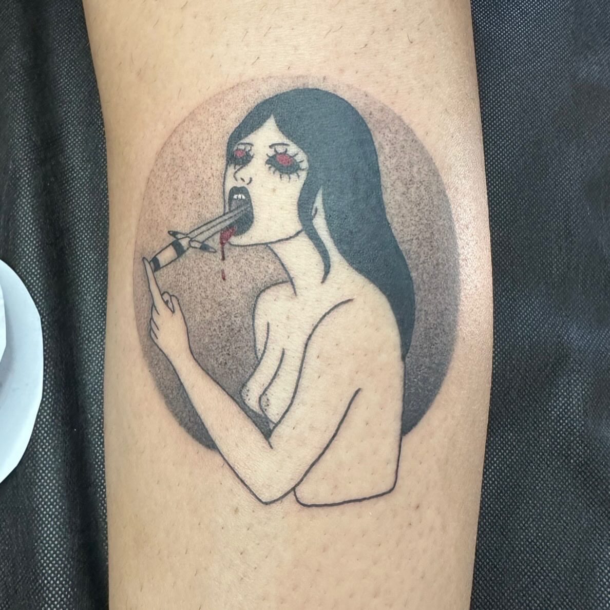 Tattoo by @ooey.gooey.tattooey — dotwork, realism