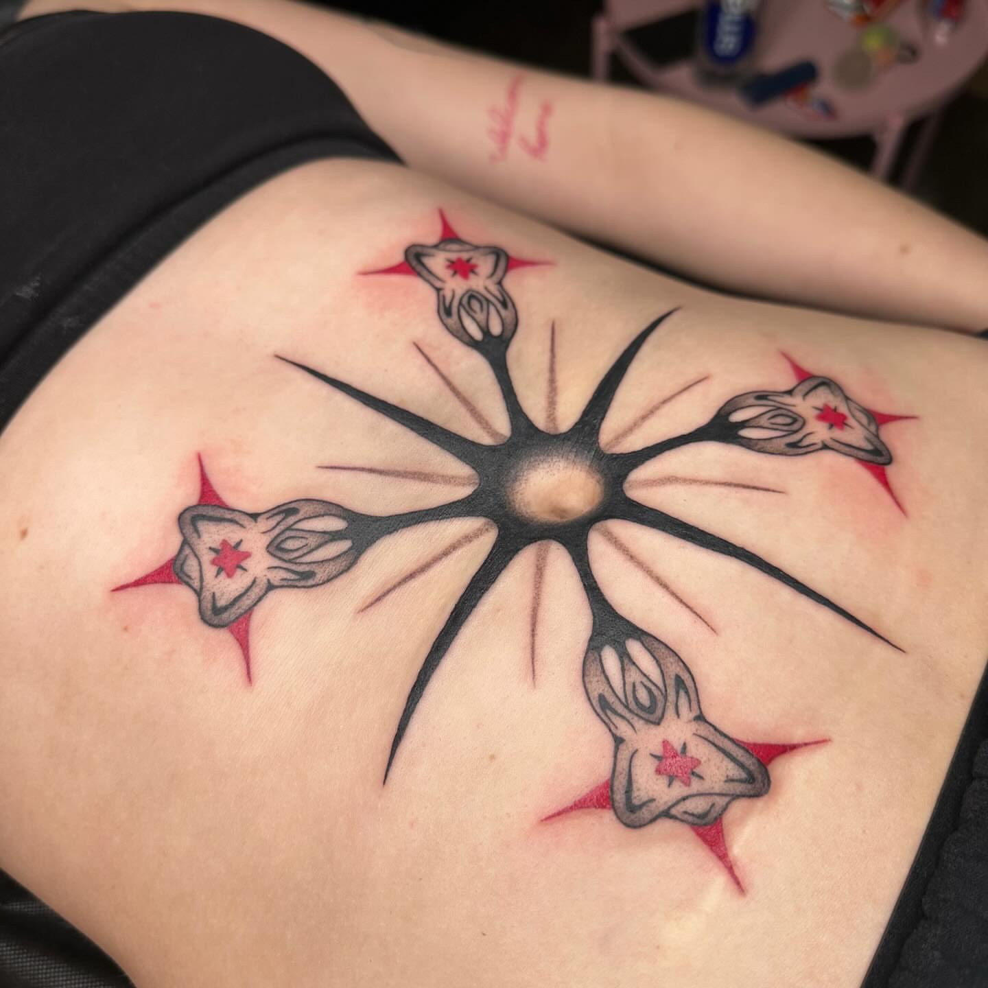 Tattoo by @ooey.gooey.tattooey — american_traditional, geometric