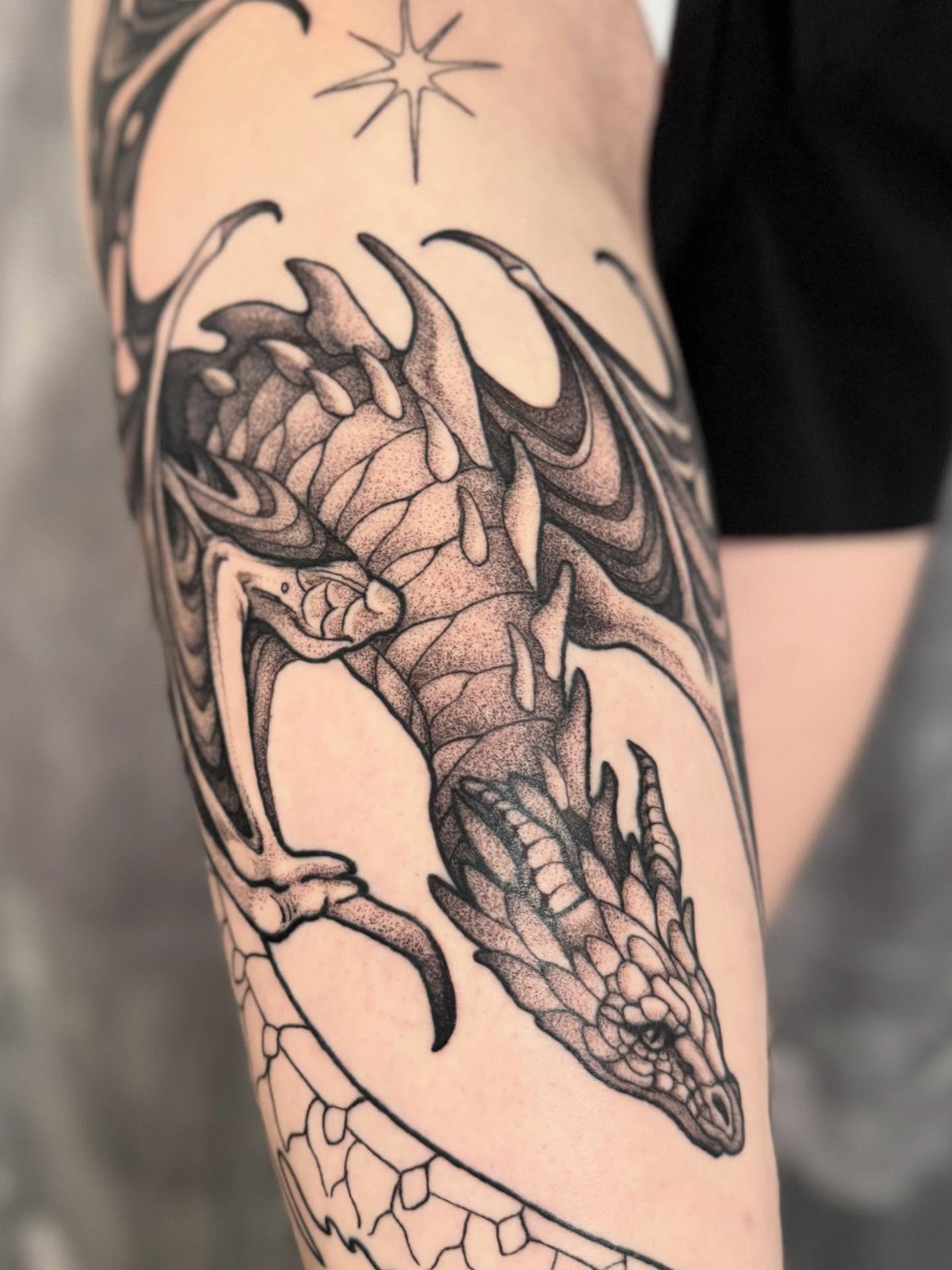 Tattoo by @hillary_blair — dotwork, black_and_grey