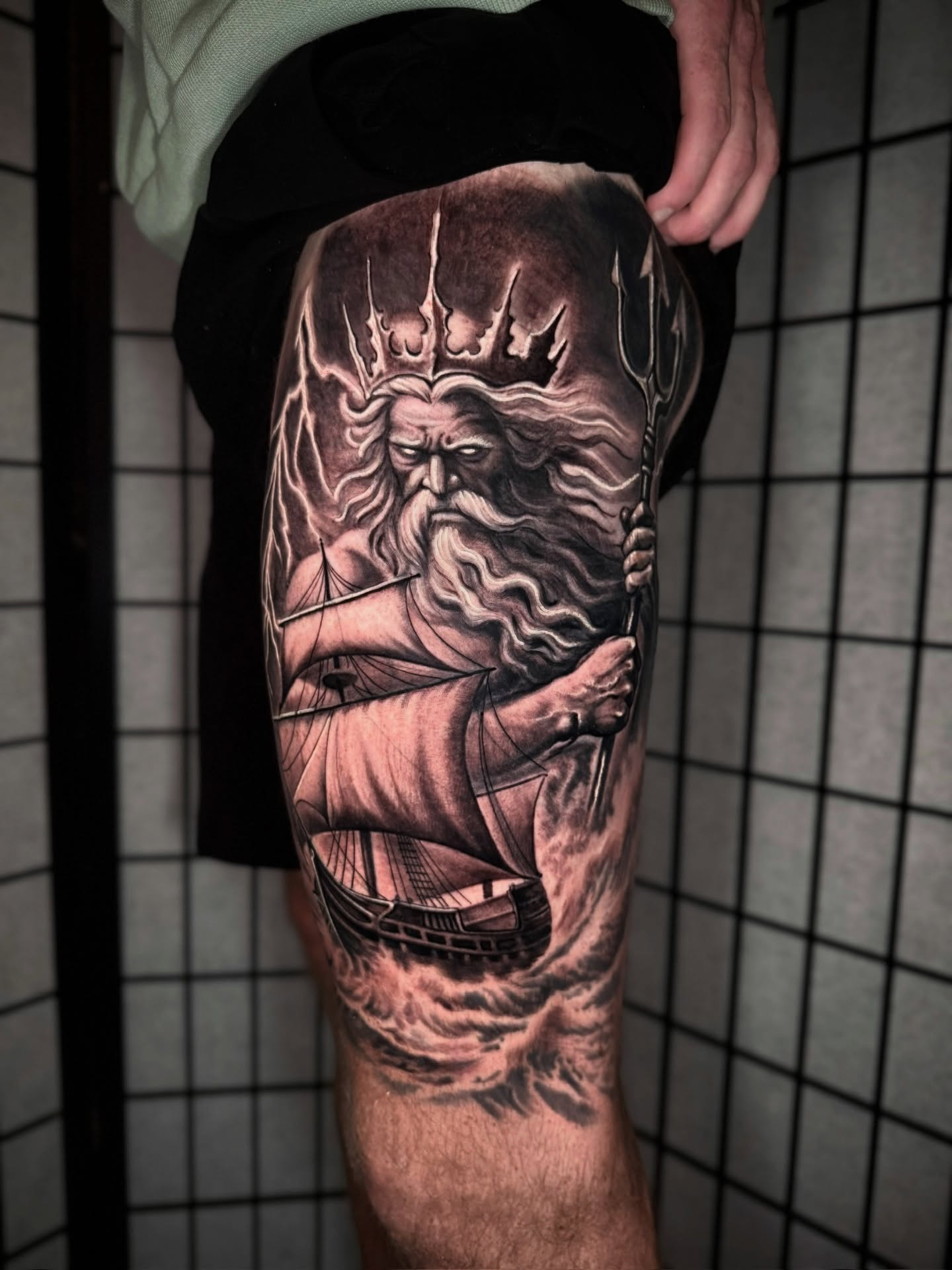 Tattoo by @jonmesatattoos โ realism, black_and_grey