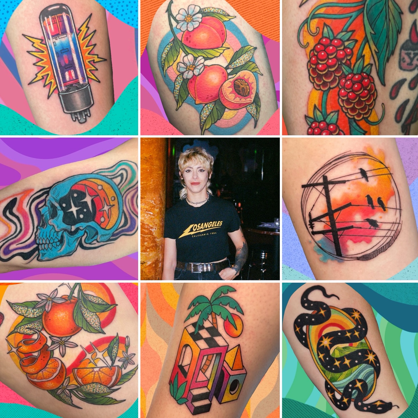 Fruits and leaves American traditional tattoo on the upper arm by π. ππππ, San Francisco, California
