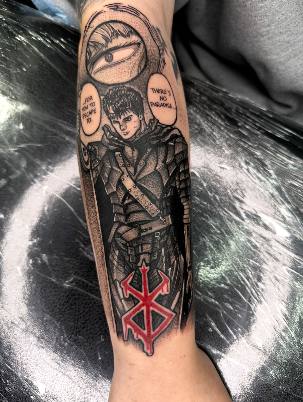 Tattoo by @goose_tattoos โ dotwork, anime