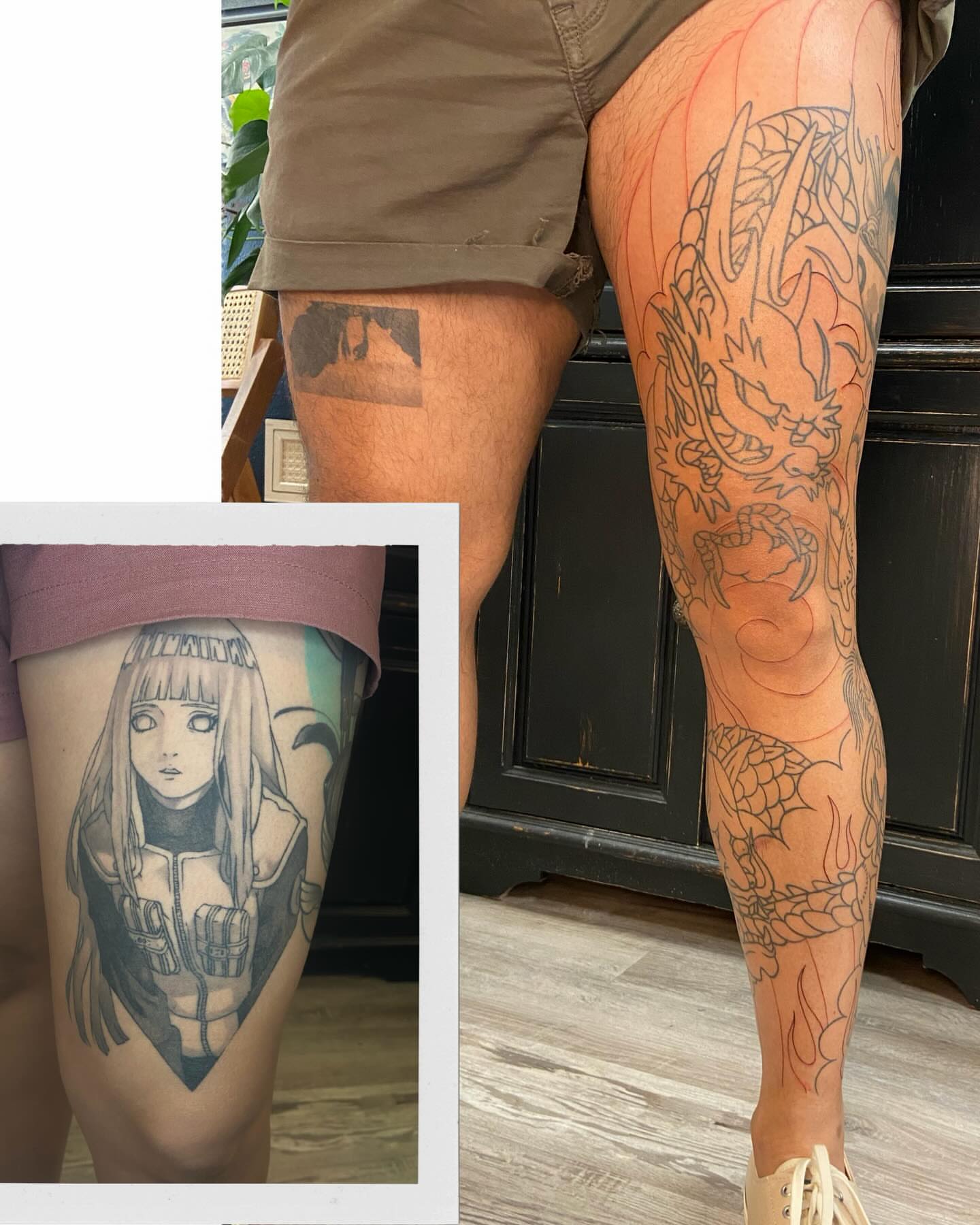 Anime character anime tattoo on the thigh by Las Vegas Tattoo Artist π€ Nani