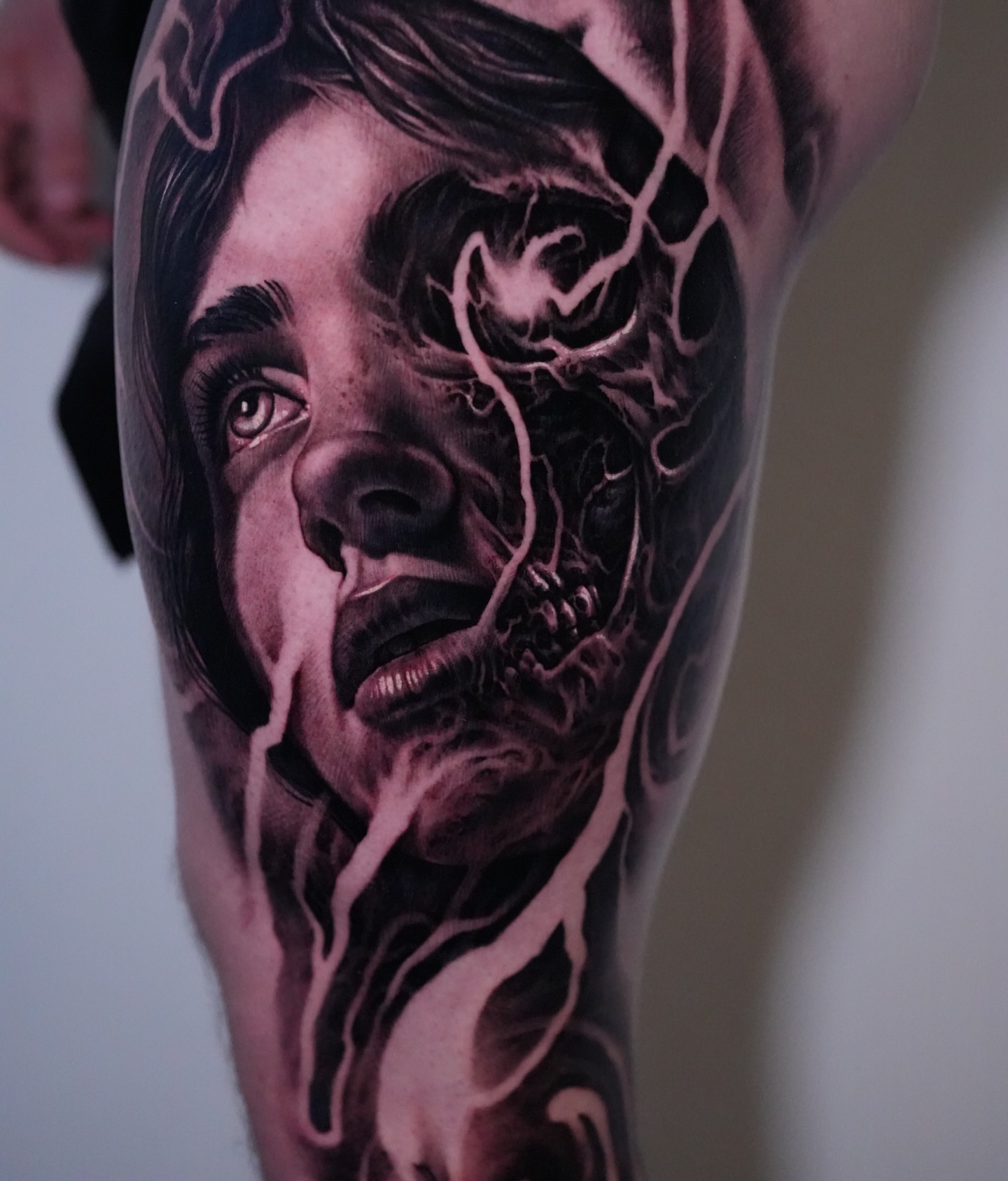 Portrait realism tattoo on the forearm by Nico Perez