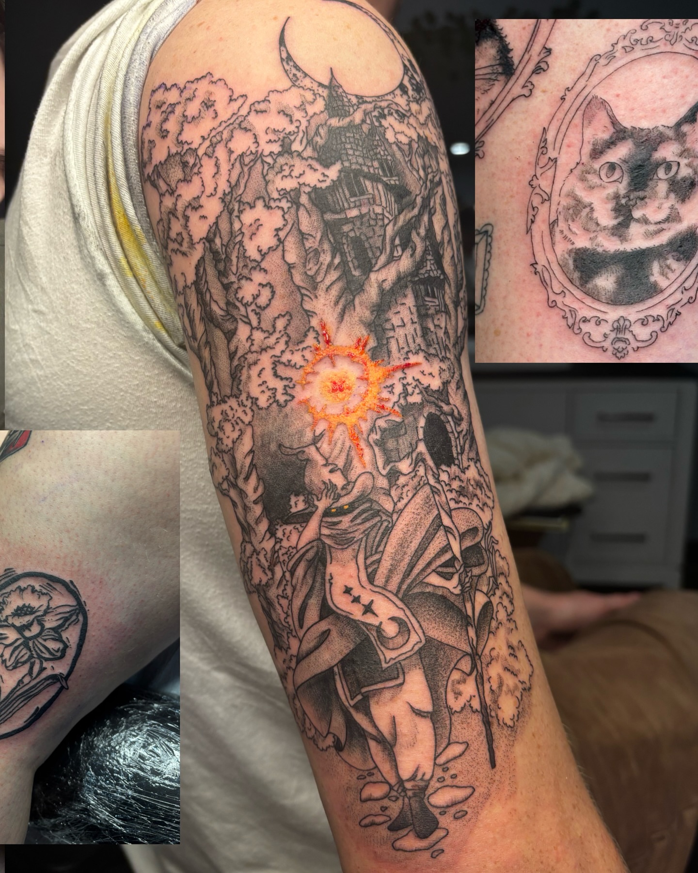 Fantasy warrior dotwork tattoo on the forearm by 𝓕𝓮𝓻𝓷 𝓑𝓻𝓾𝓶𝓶𝓮𝓽𝓽