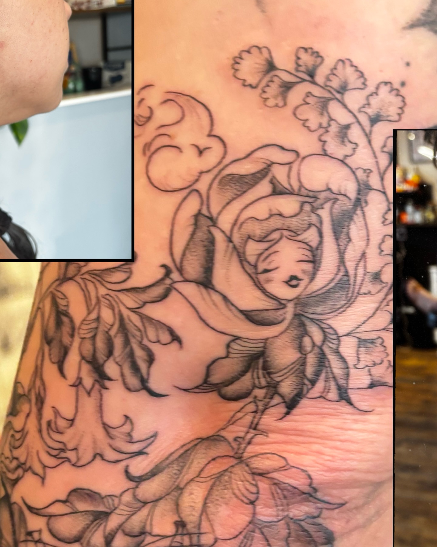 Sleeping angel black and grey tattoo on the back by 𝓕𝓮𝓻𝓷 𝓑𝓻𝓾𝓶𝓶𝓮𝓽𝓽