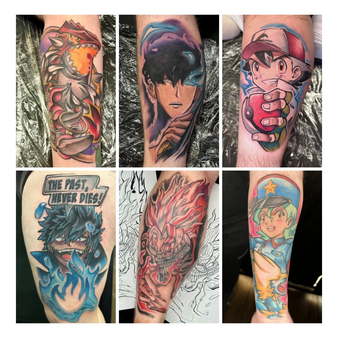 Anime characters anime tattoo on the forearm by Valen Laska