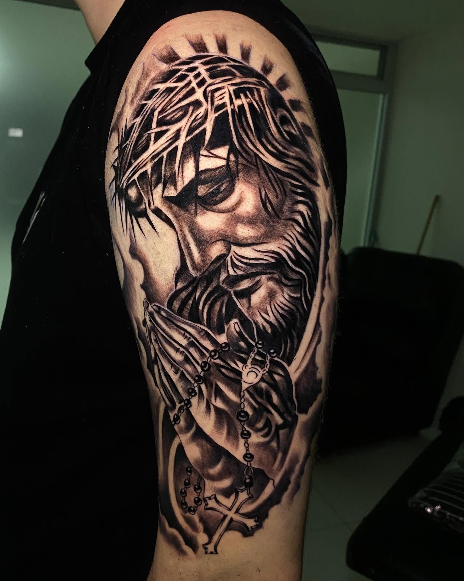 Tattoo by @aifos_arts94 — black_and_grey, realism
