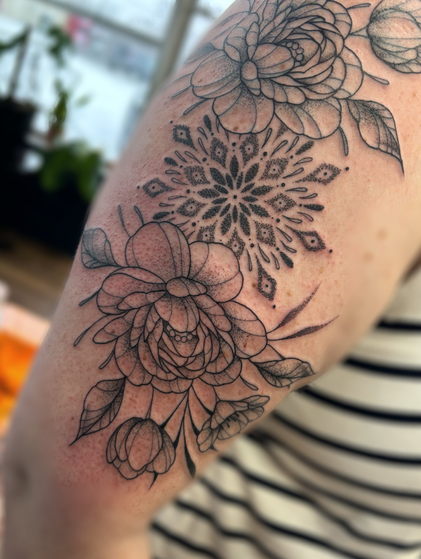 Floral mandala dotwork tattoo on the shoulder by ✿ sadie winter ✿