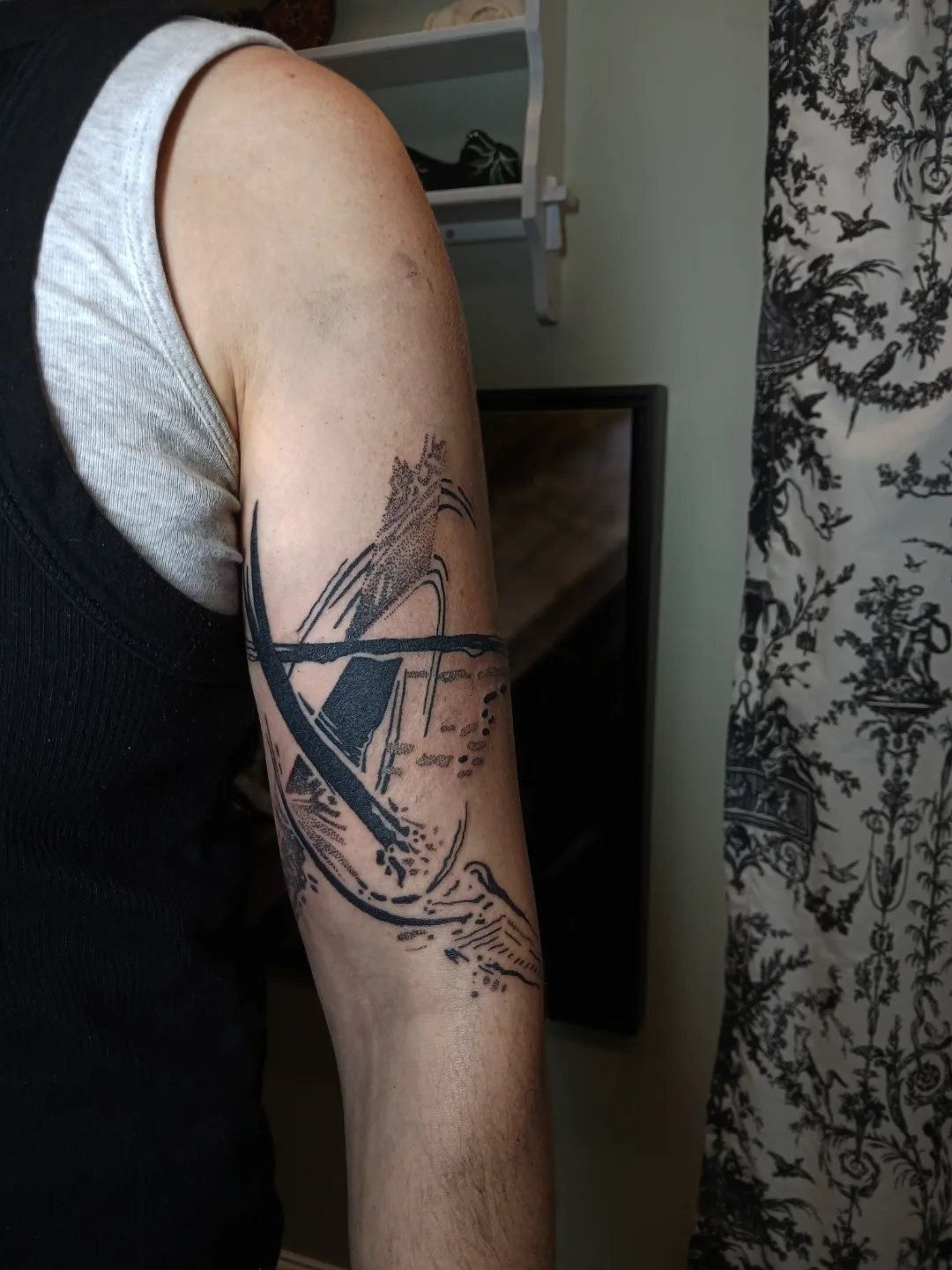 Anchor and rope black and grey tattoo on the forearm by Kim