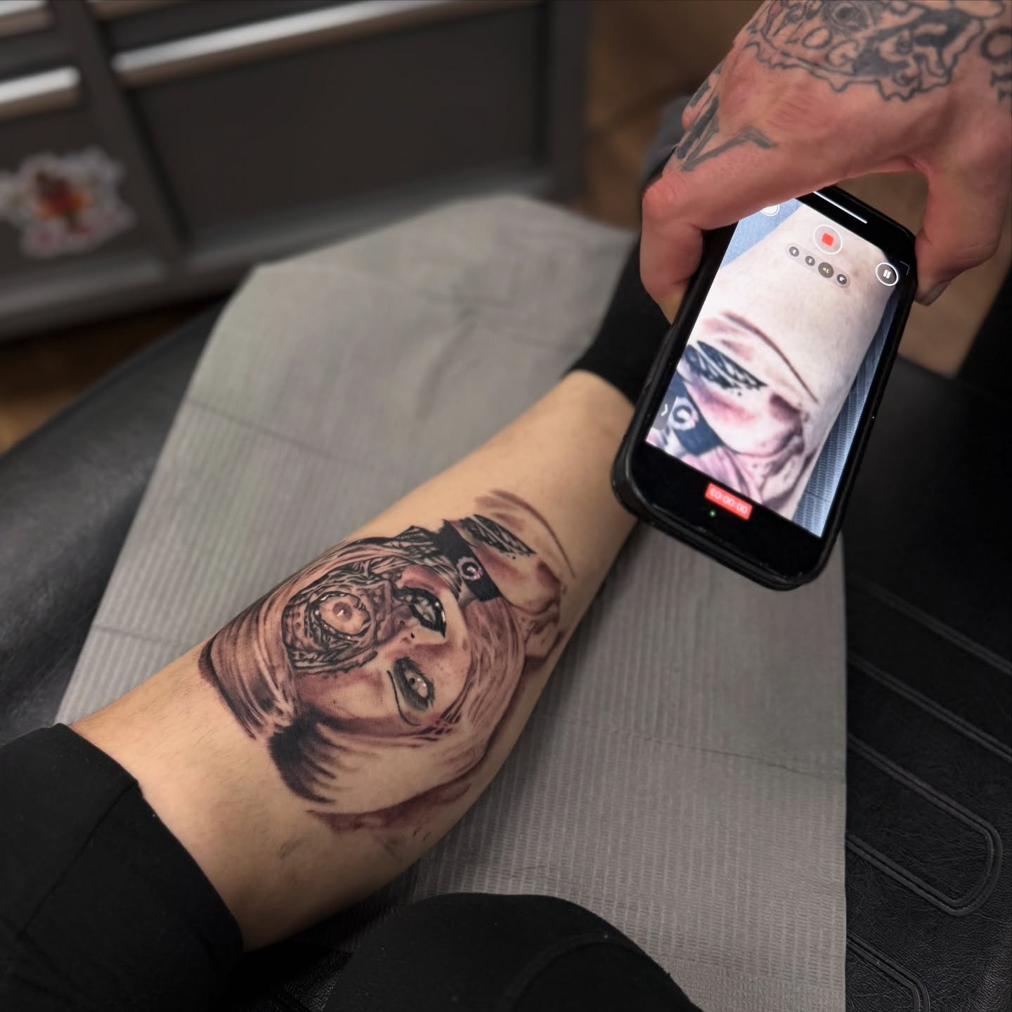 Woman's face realism tattoo on the forearm by Yohana Vargas