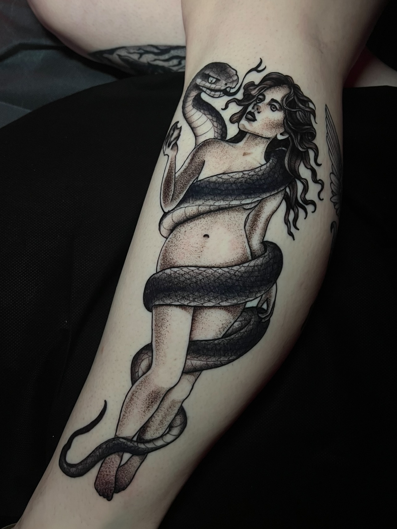 Woman with snake dotwork tattoo on the forearm by πΊπππππ π»πππππππ