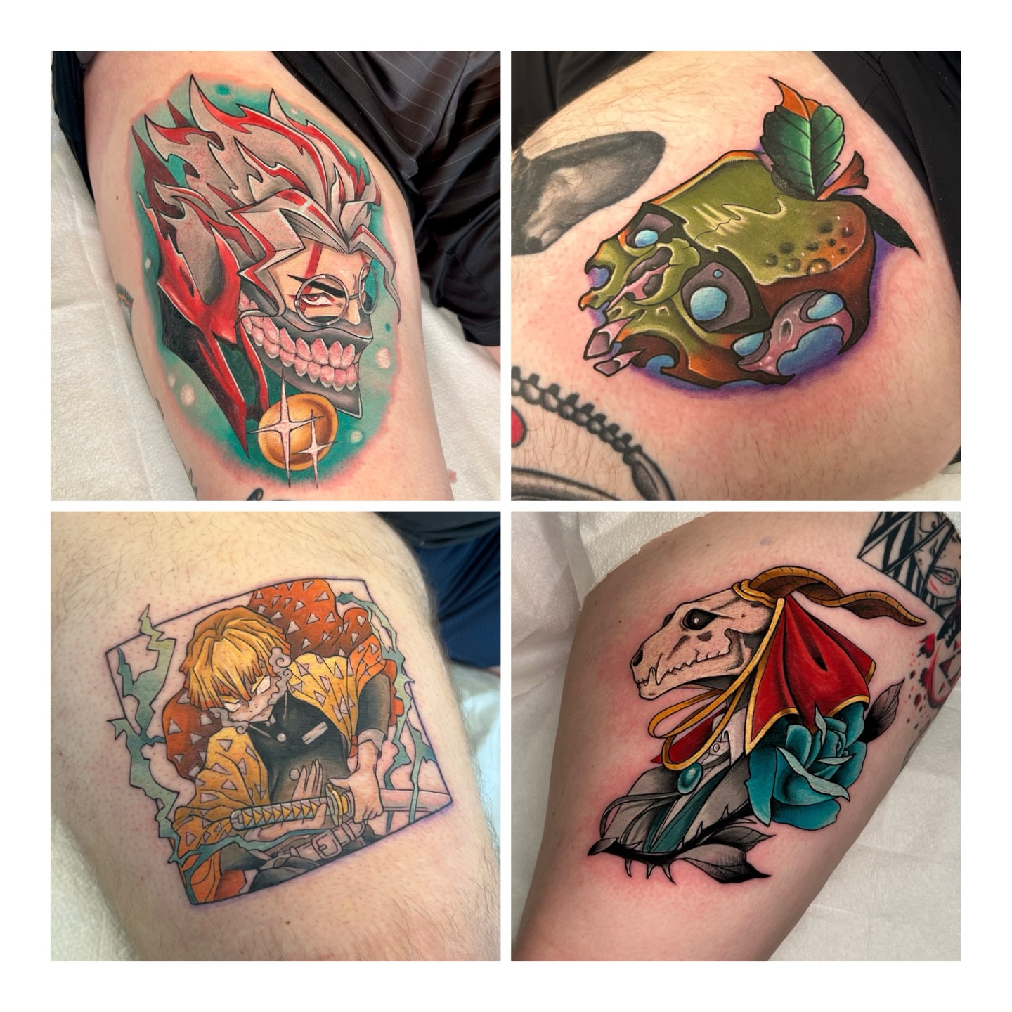 Anime characters anime tattoo on the thigh by Kim Goff - Special K