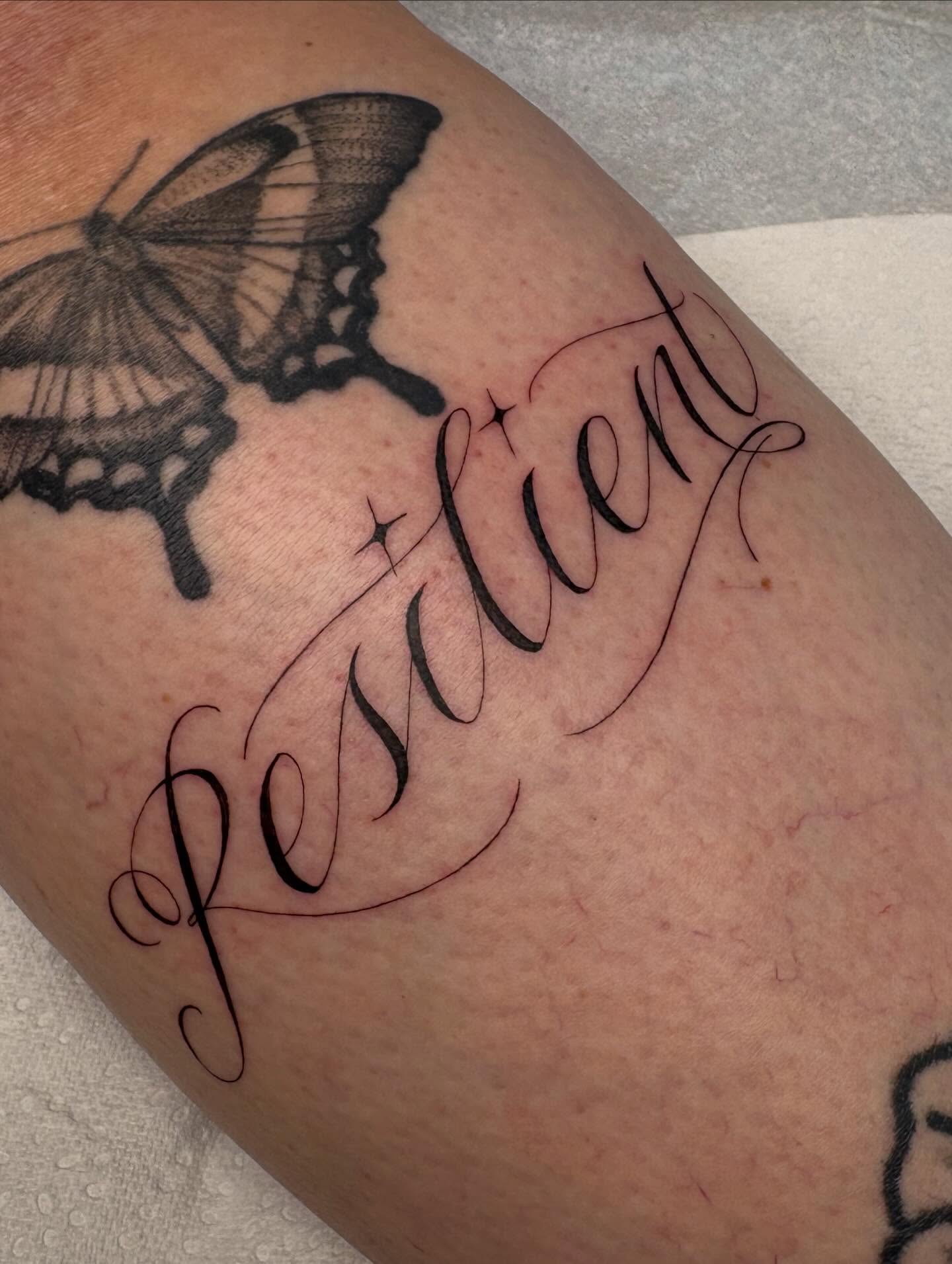 Resilient black and grey tattoo on the forearm by Miami Tattoo Artist π Mel Carrasco