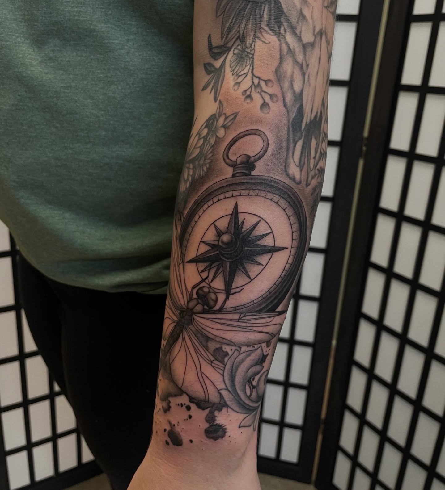 Compass realism tattoo on the forearm by kaylee