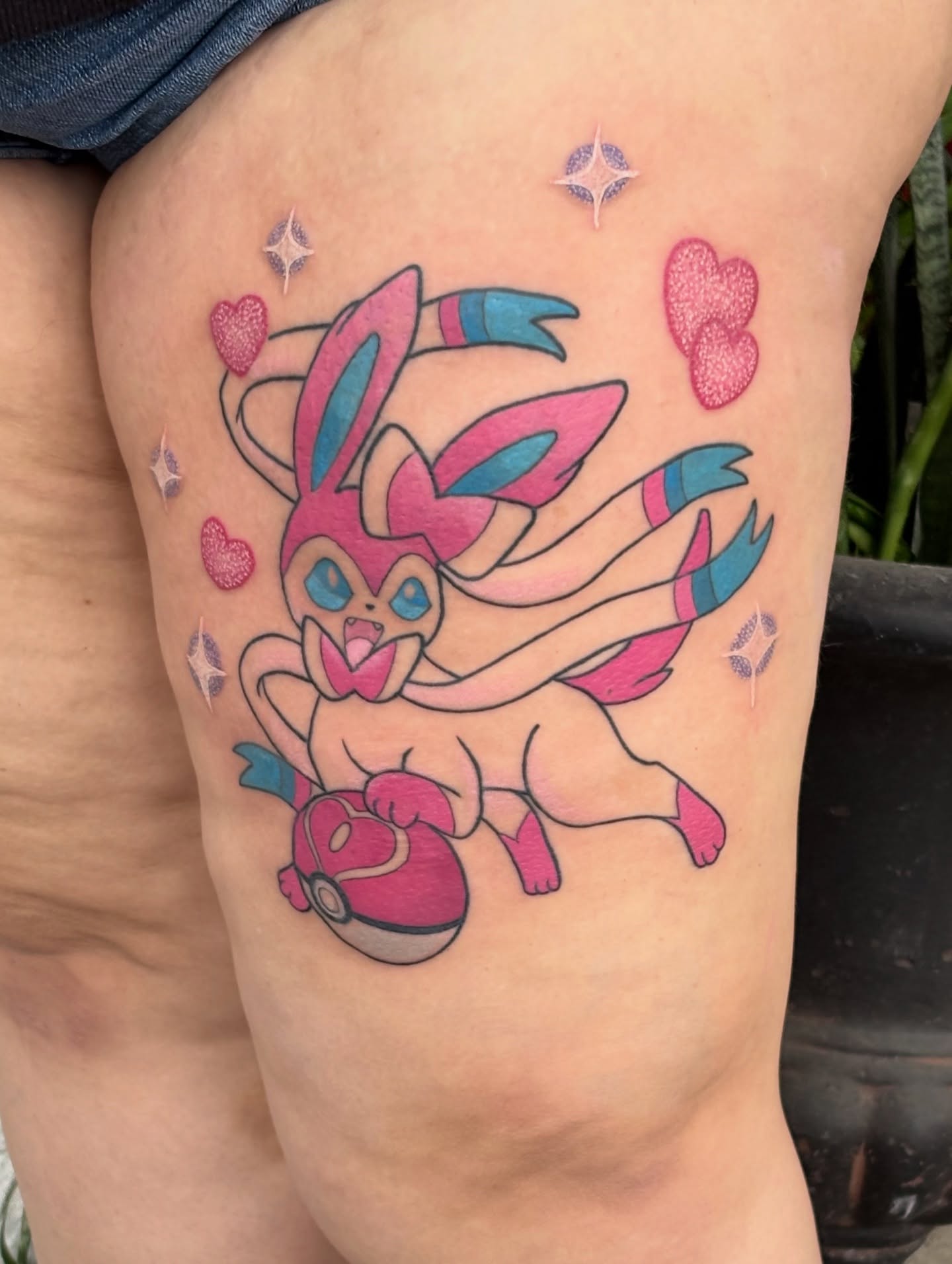 Sylphide new school tattoo on the thigh by ✨Dani Jackson✨, New Orleans, Louisiana
