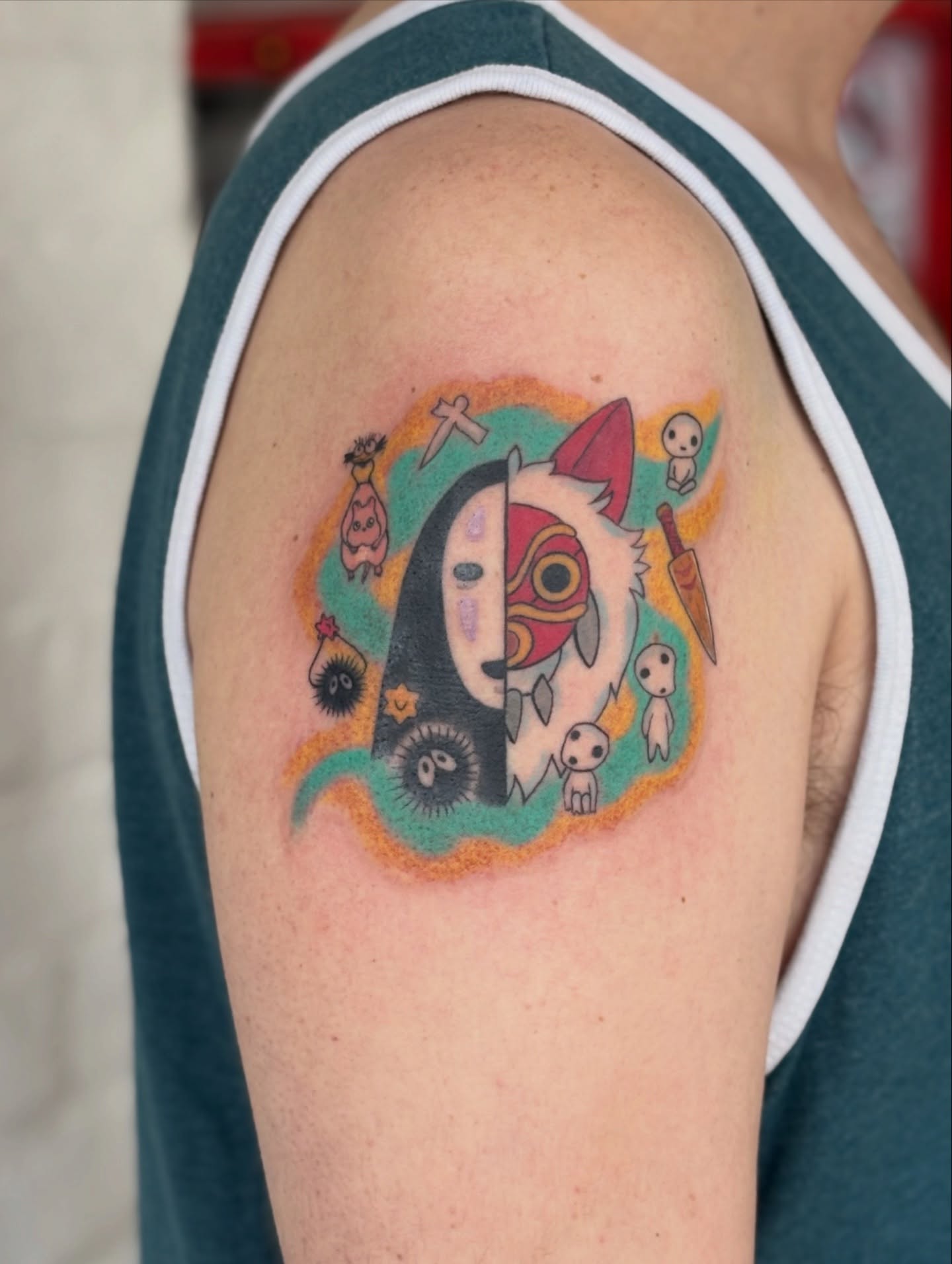Spirited away characters anime tattoo on the shoulder by ✨Dani Jackson✨, New Orleans, Louisiana