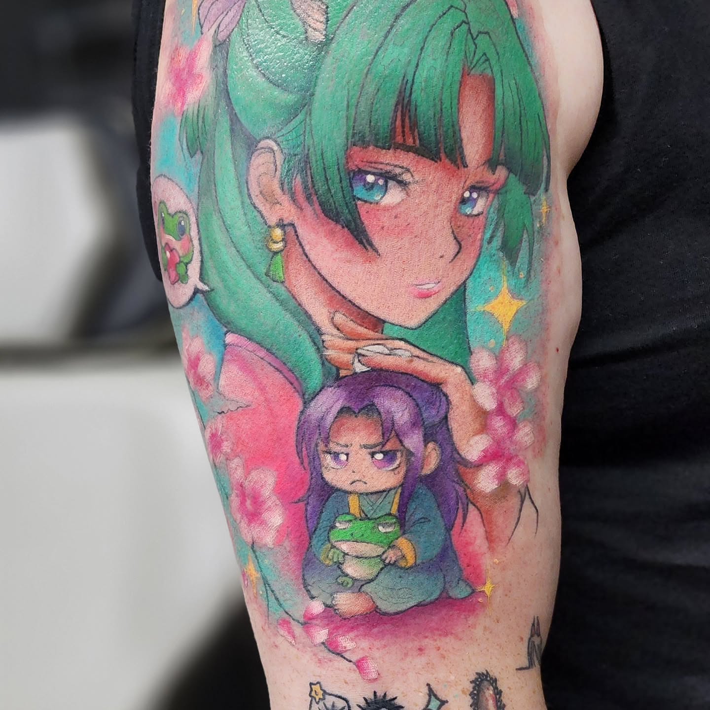 Anime characters anime tattoo on the forearm by Diane Maya