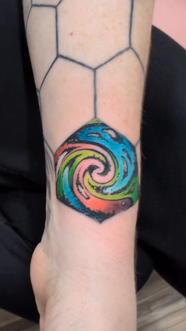 Swirl in hexagon geometric tattoo by ✨Vii Duquette✨