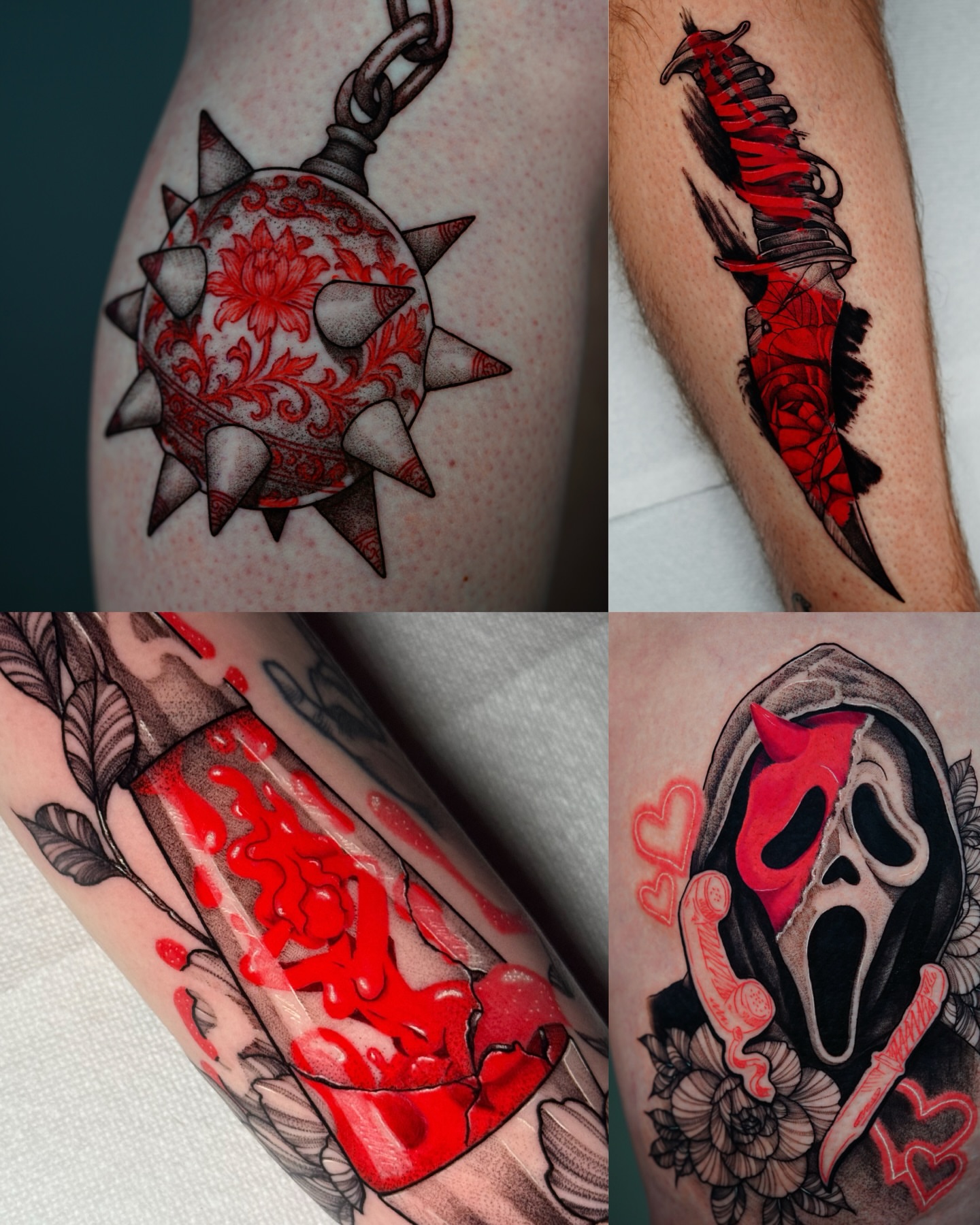Spiked ball American traditional tattoo on the forearm by Tony Murray