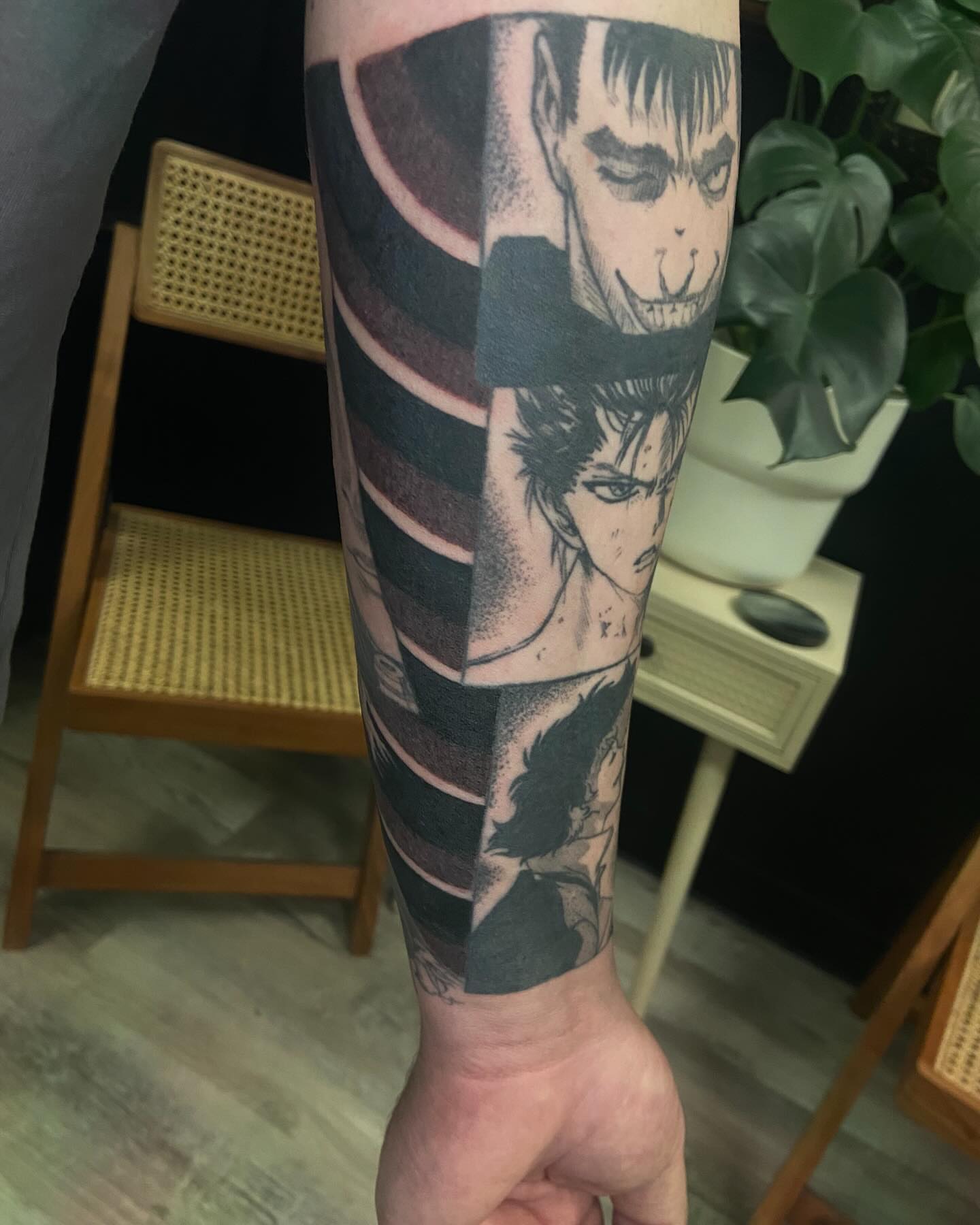 Anime characters dotwork tattoo on the forearm by Las Vegas Tattoo Artist π€ Nani