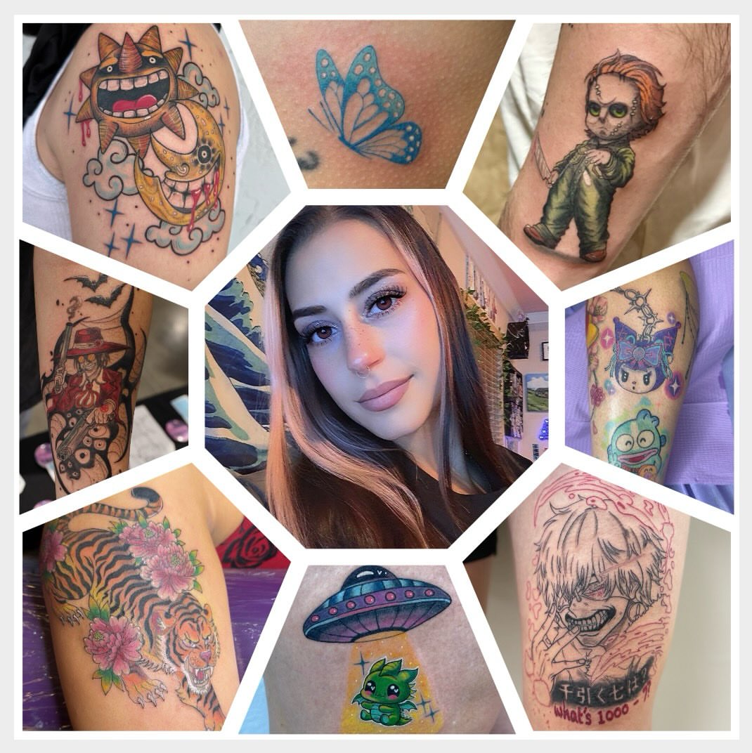 Tattoo by @azarathtattoos — dotwork, anime