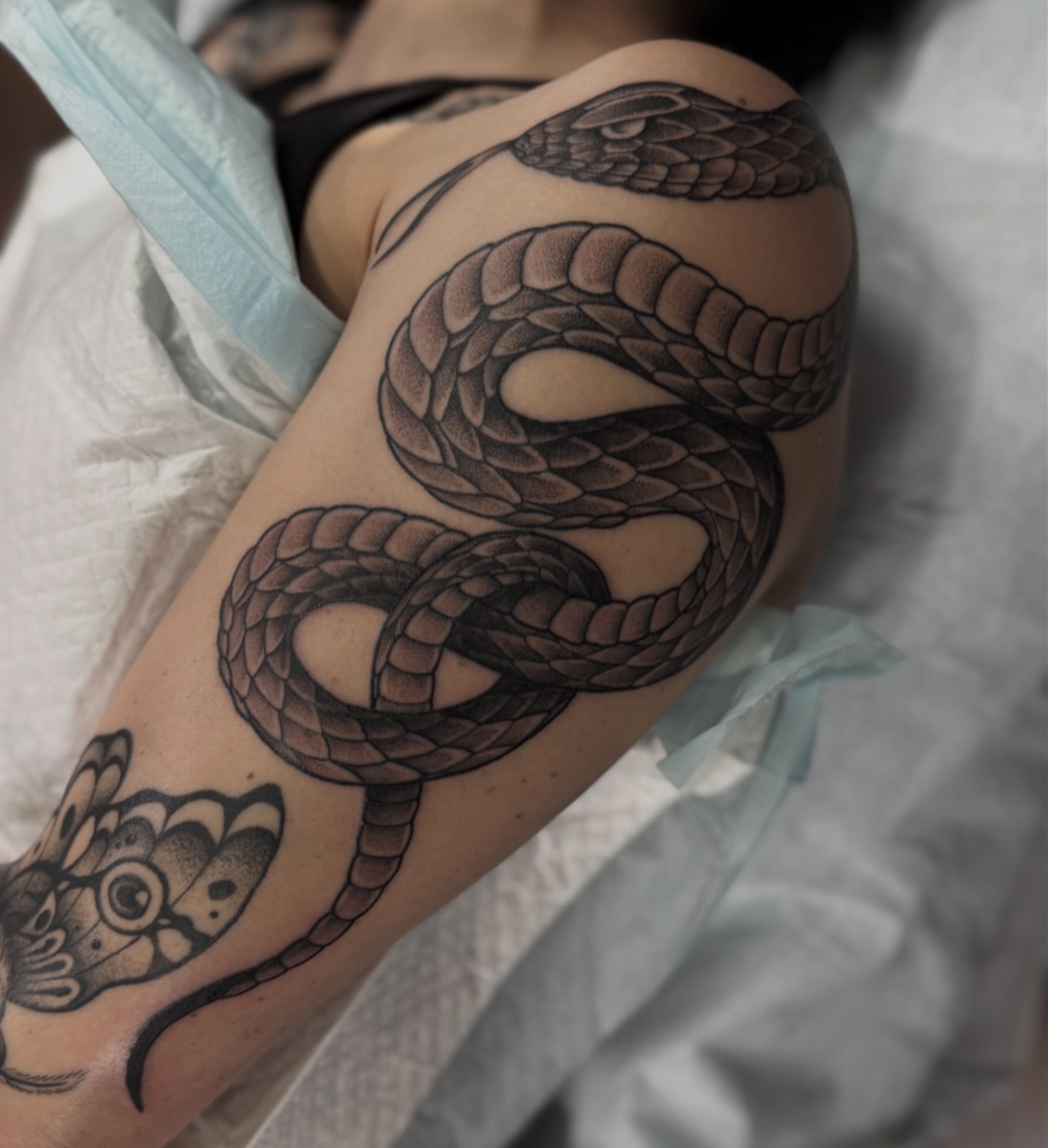 Tattoo by @welpfu — black_and_grey