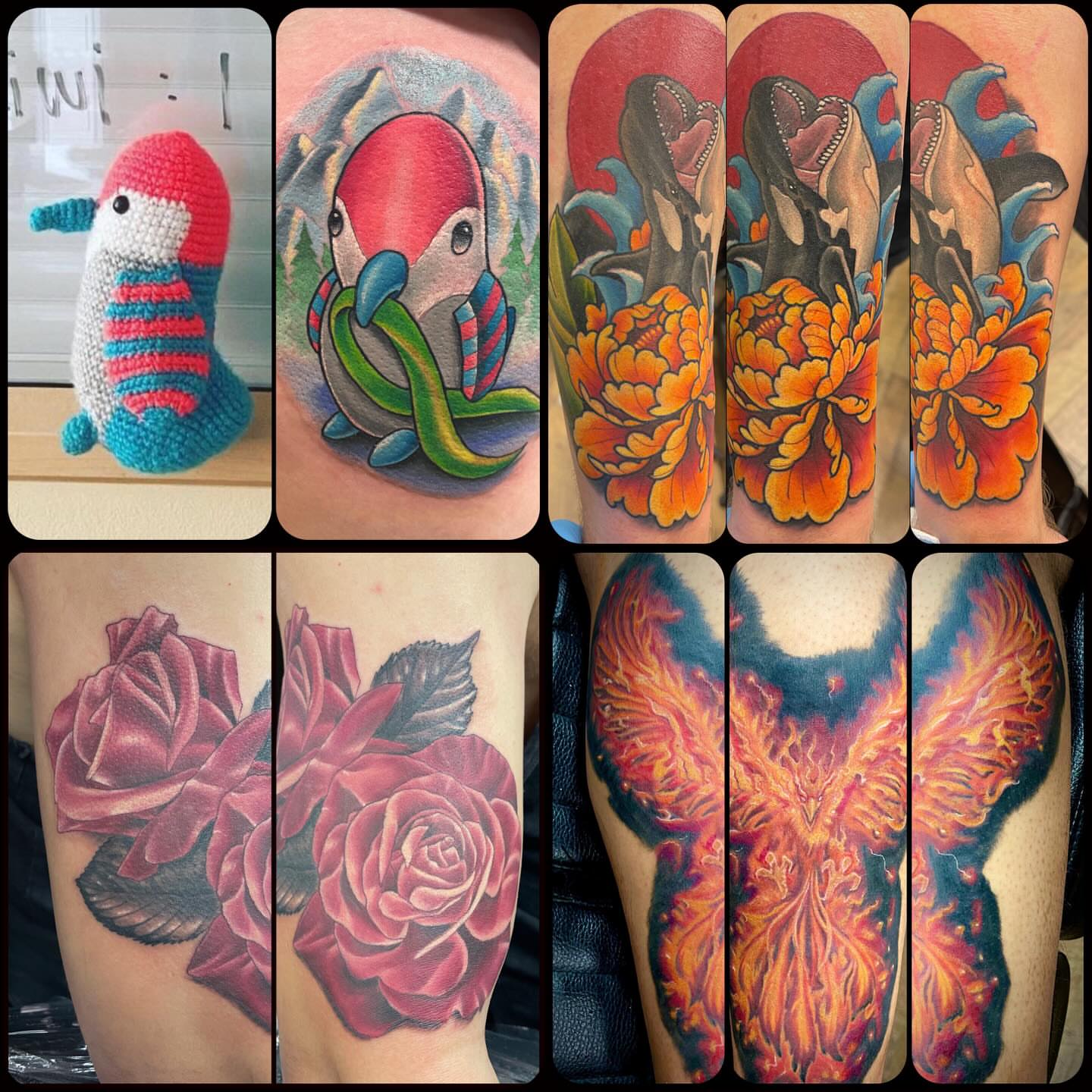 Parrot and flowers realism tattoo on the upper arm by Bryan Parsons