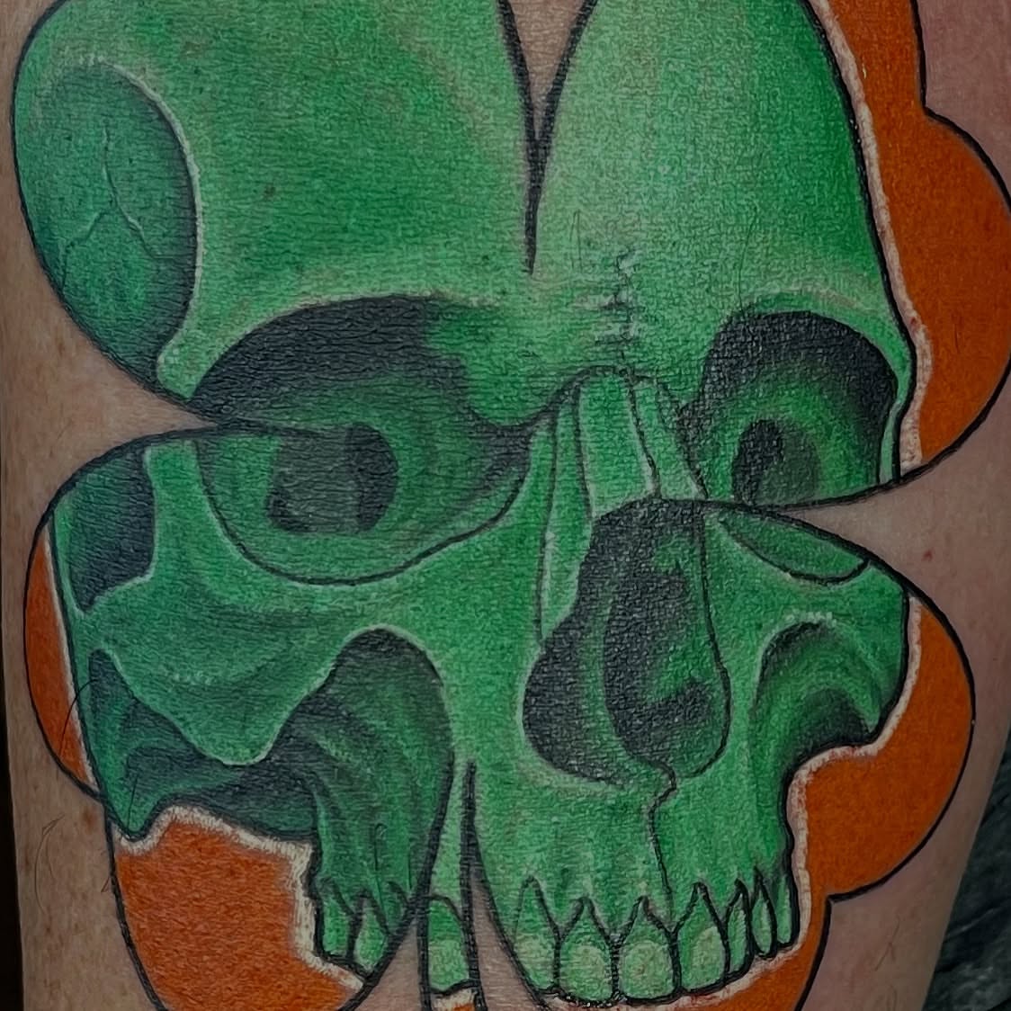 Skull American traditional tattoo on the forearm by Derek Cilla, Bethlehem, Pennsylvania