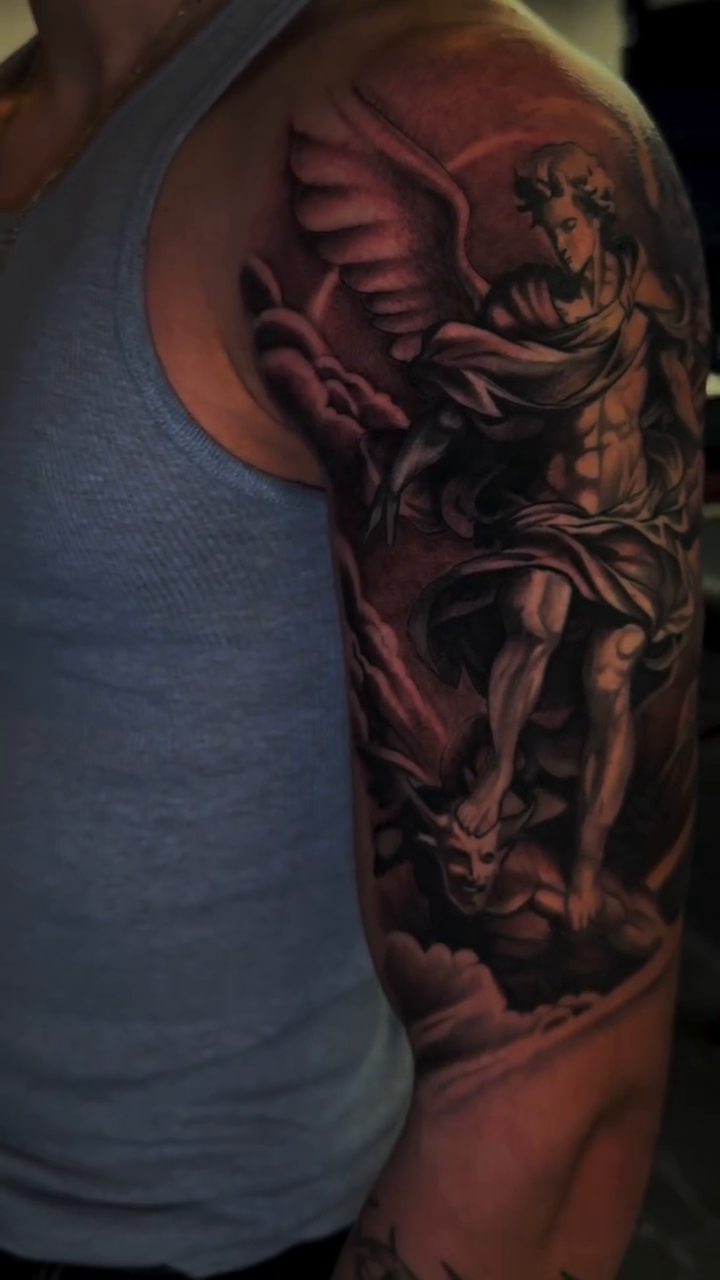 Angel realism tattoo by Danny Aceves ✨ San Diego tattoo artist