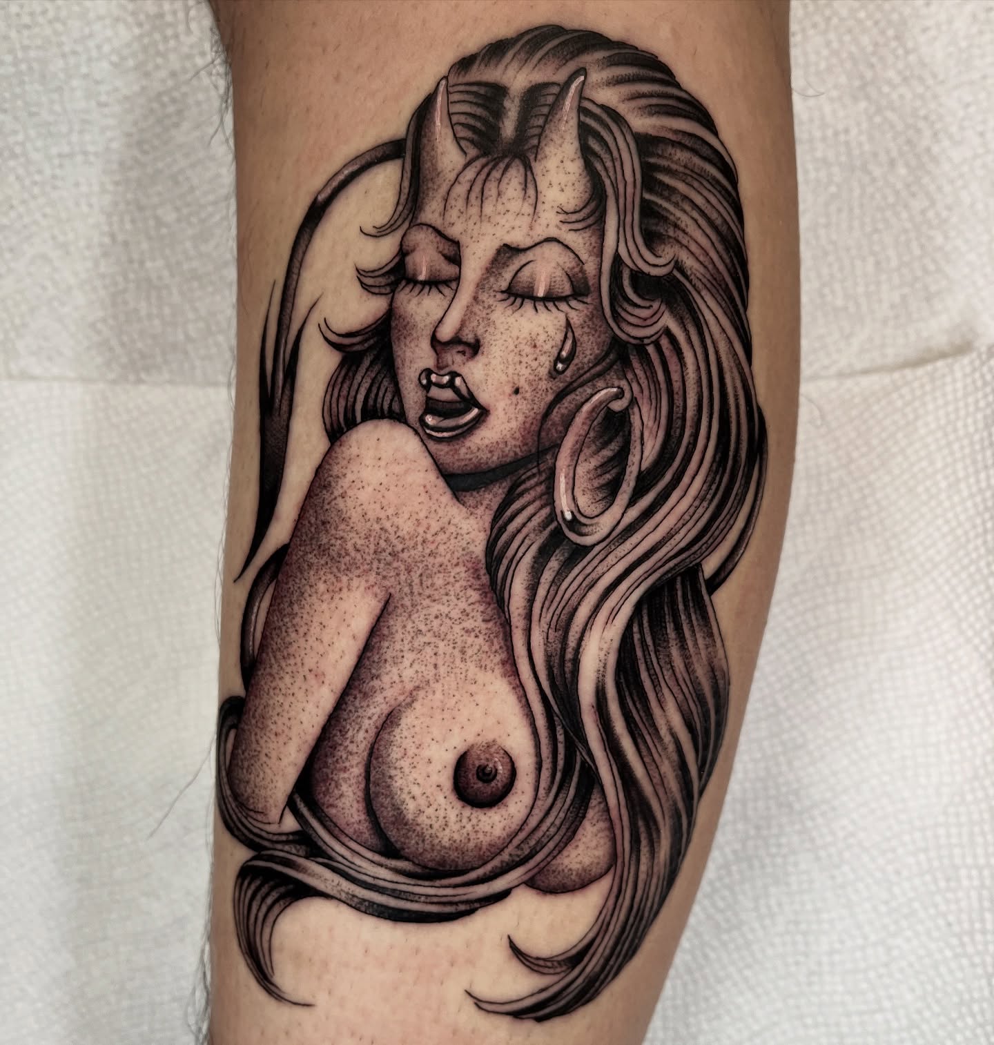 Tattoo by @jesus_pieces_ — dotwork, realism