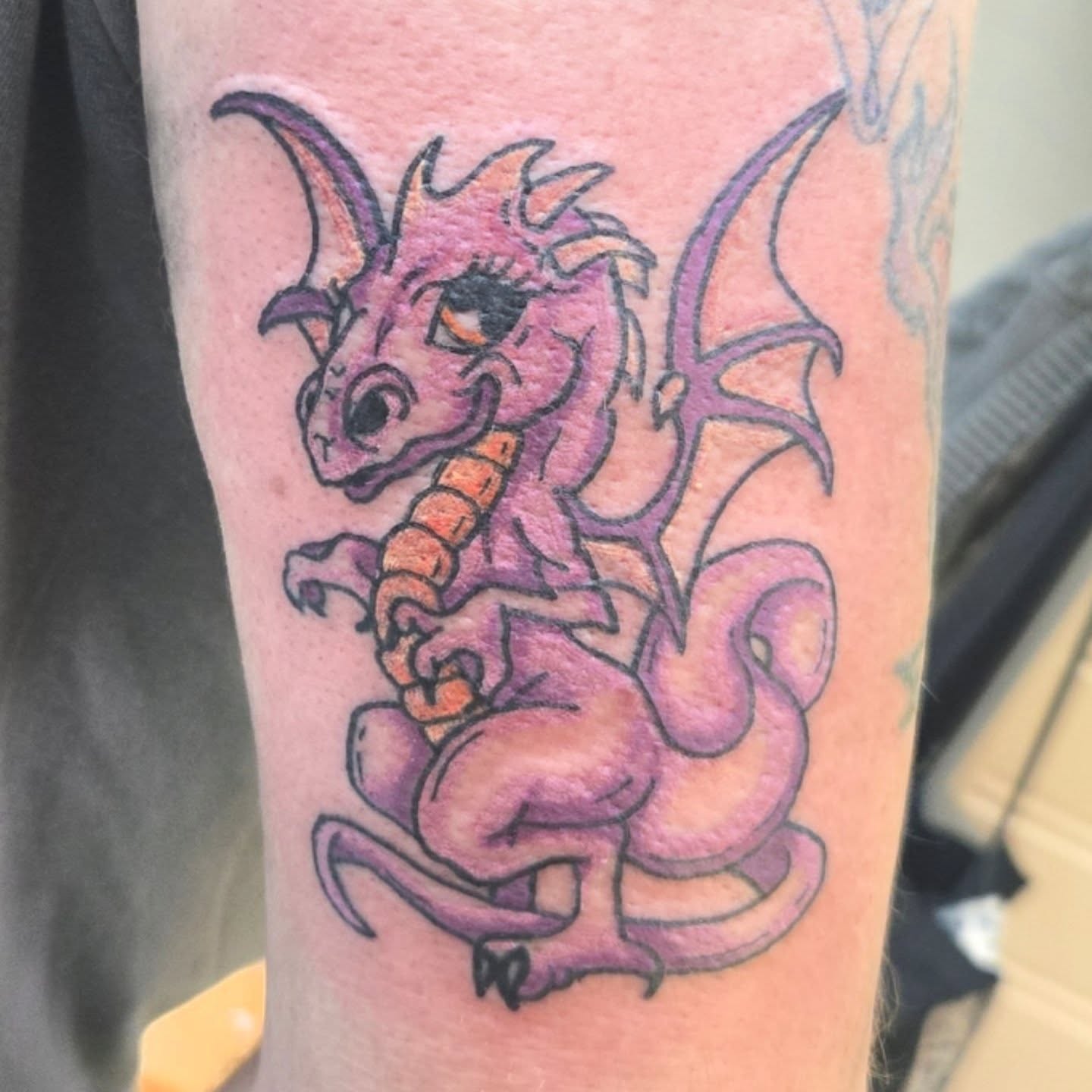 Dragon new school tattoo on the forearm by Abigail (Bgail) Boyd